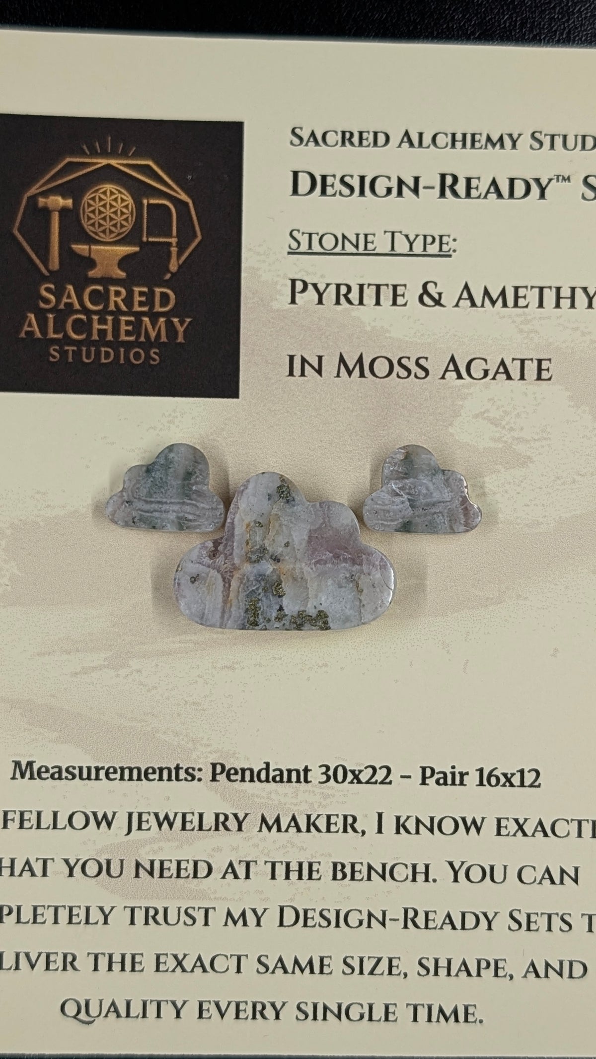 Cloud Shape - Pyrite & Amethyst in Moss Agate - Design-Ready™ Set