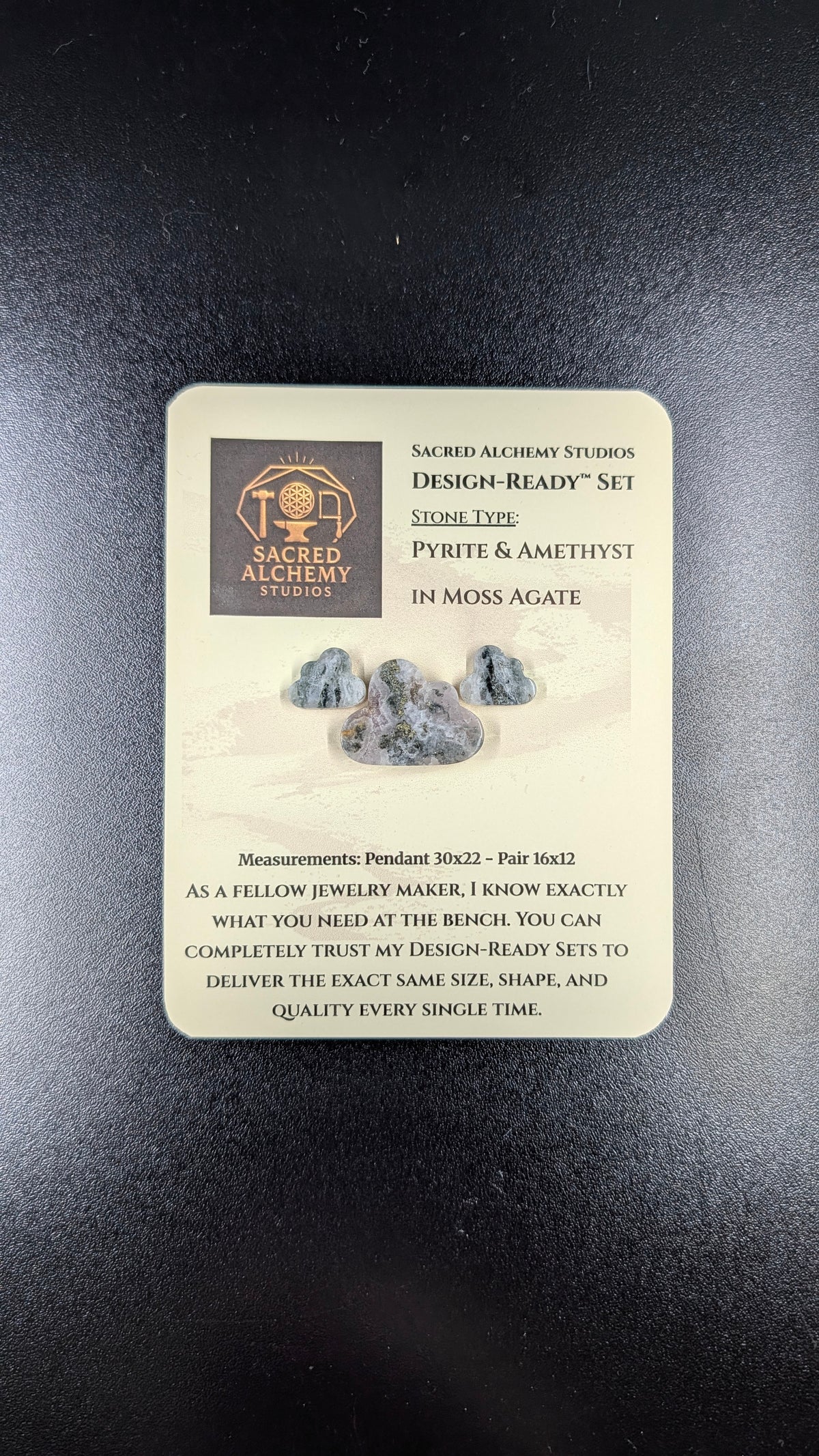 Cloud Shape - Pyrite & Amethyst in Moss Agate - Design-Ready™ Set