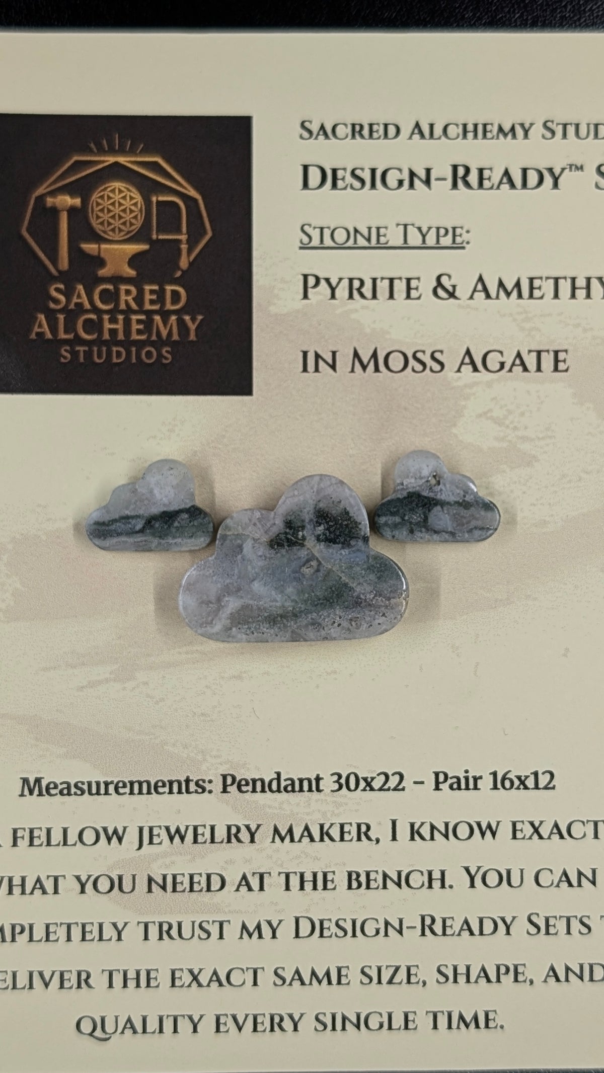 Cloud Shape - Pyrite & Amethyst in Moss Agate - Design-Ready™ Set