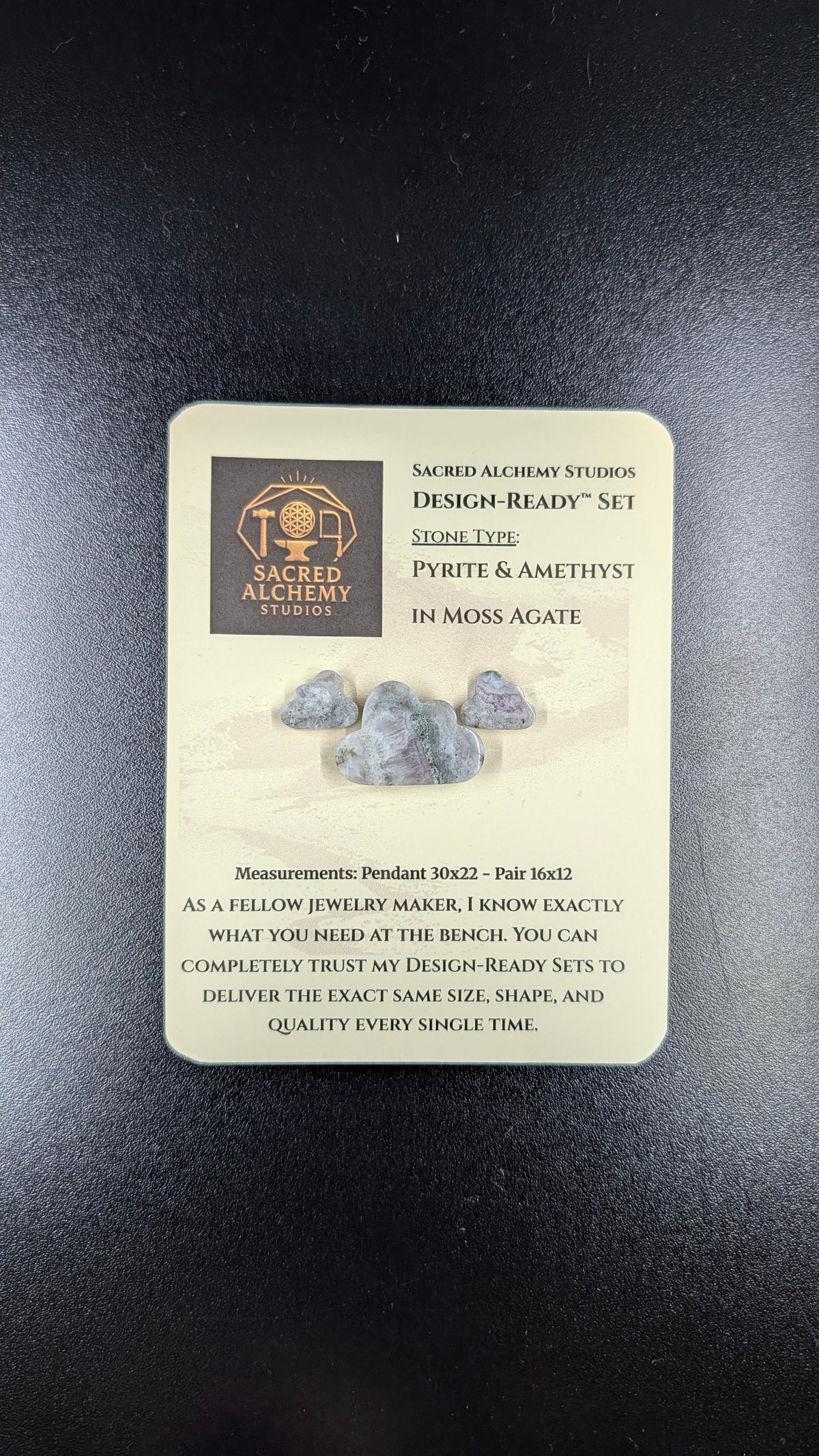 Cloud Shape - Pyrite & Amethyst in Moss Agate - Design-Ready™ Set