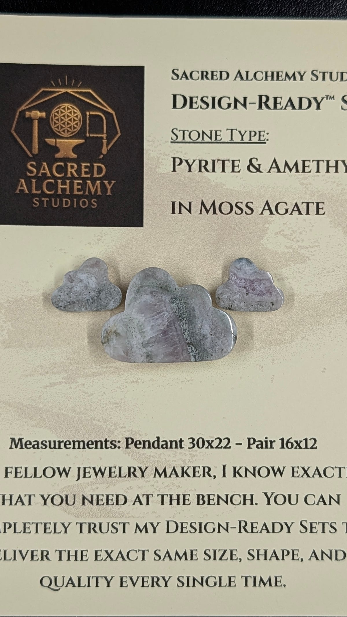 Cloud Shape - Pyrite & Amethyst in Moss Agate - Design-Ready™ Set