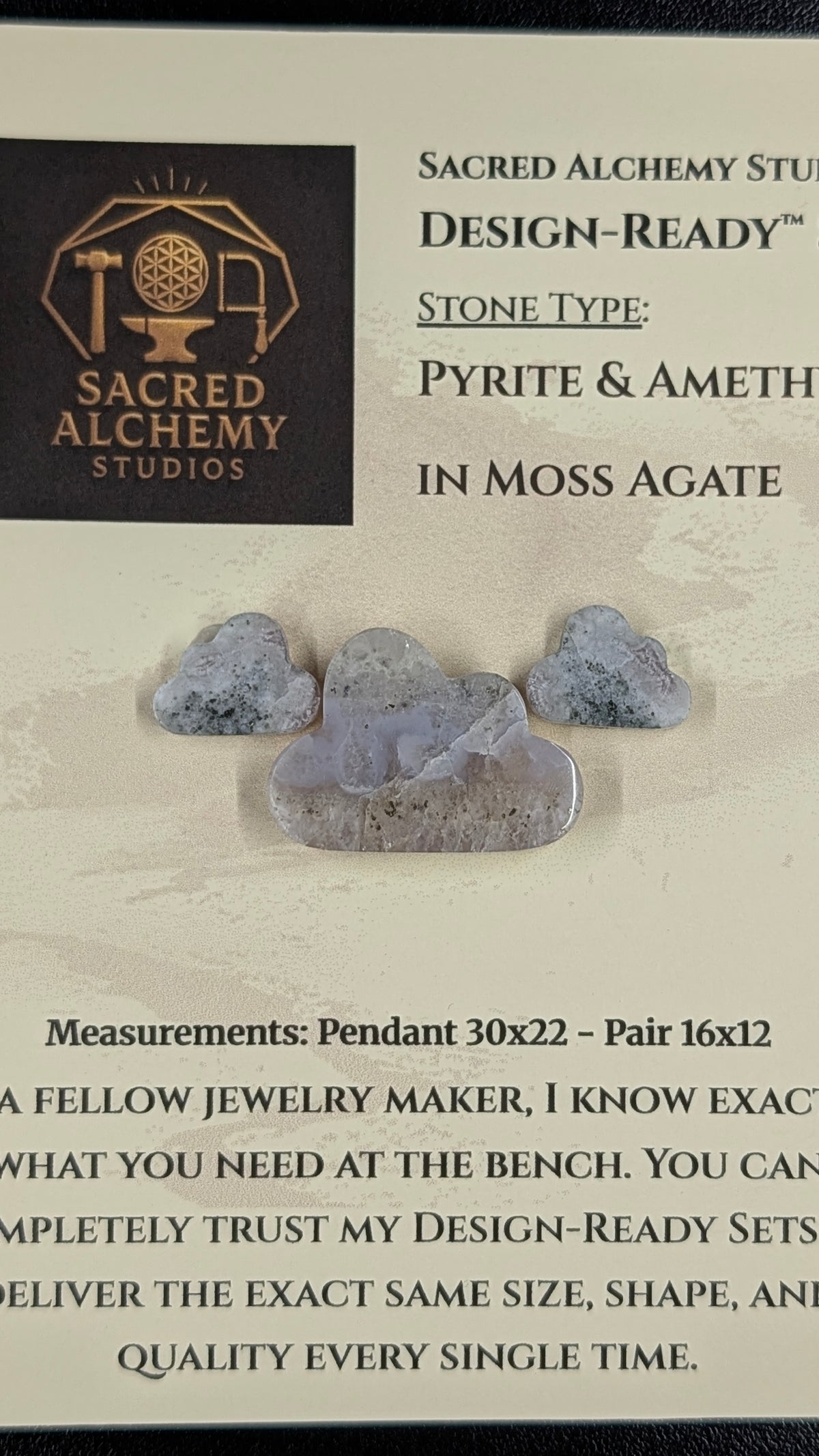 Cloud Shape - Pyrite & Amethyst in Moss Agate - Design-Ready™ Set