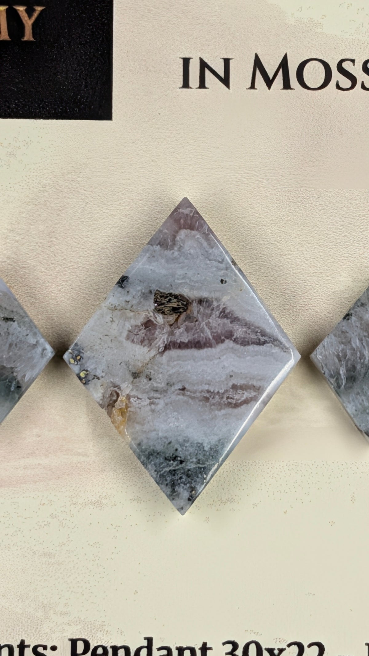 Rhombus Shape - Pyrite & Amethyst in Moss Agate - Design-Ready™ Set