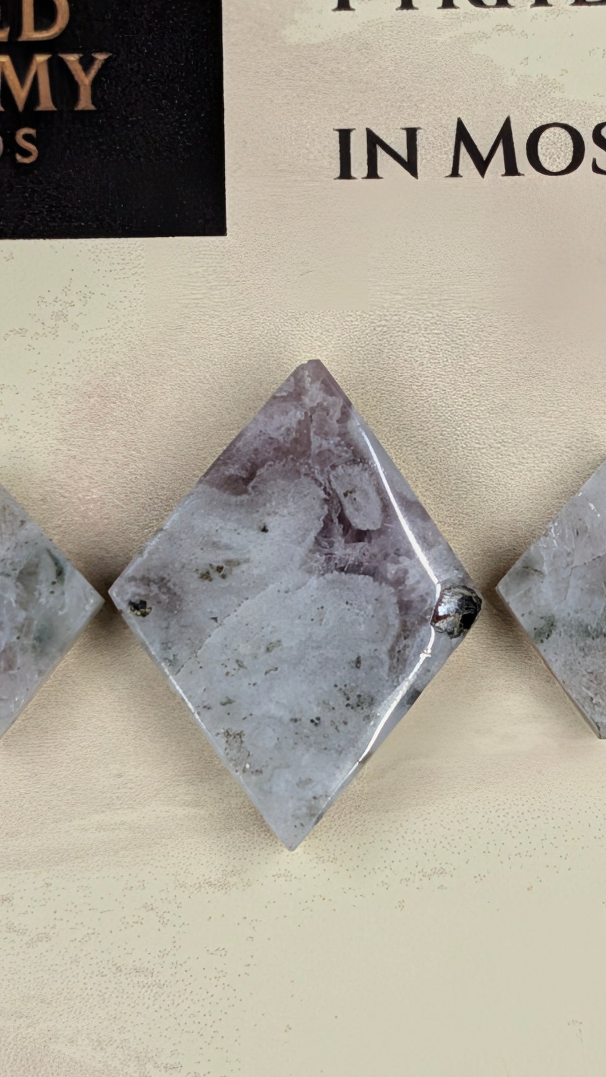 Rhombus Shape - Pyrite & Amethyst in Moss Agate - Design-Ready™ Set