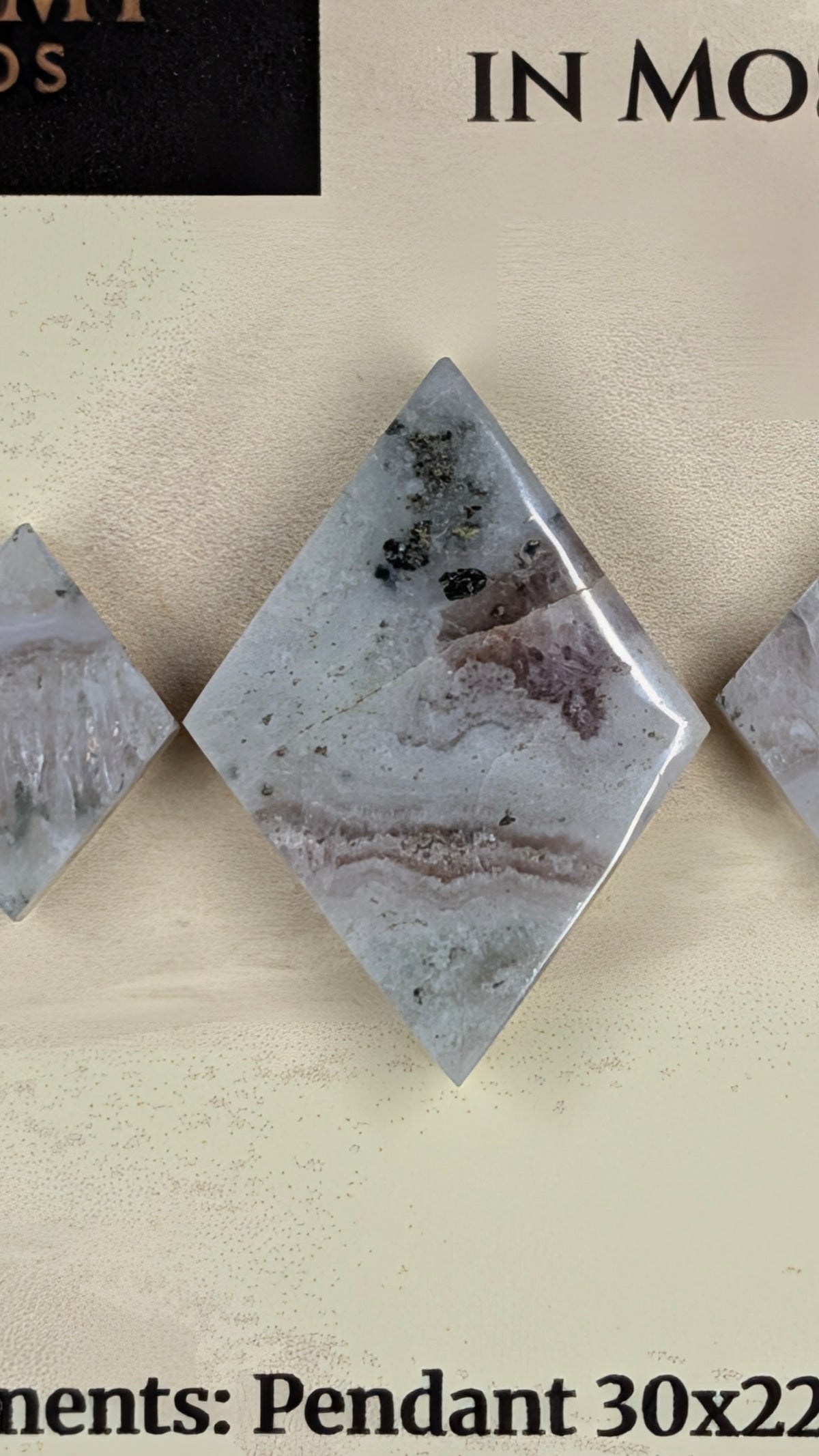 Rhombus Shape - Pyrite & Amethyst in Moss Agate - Design-Ready™ Set