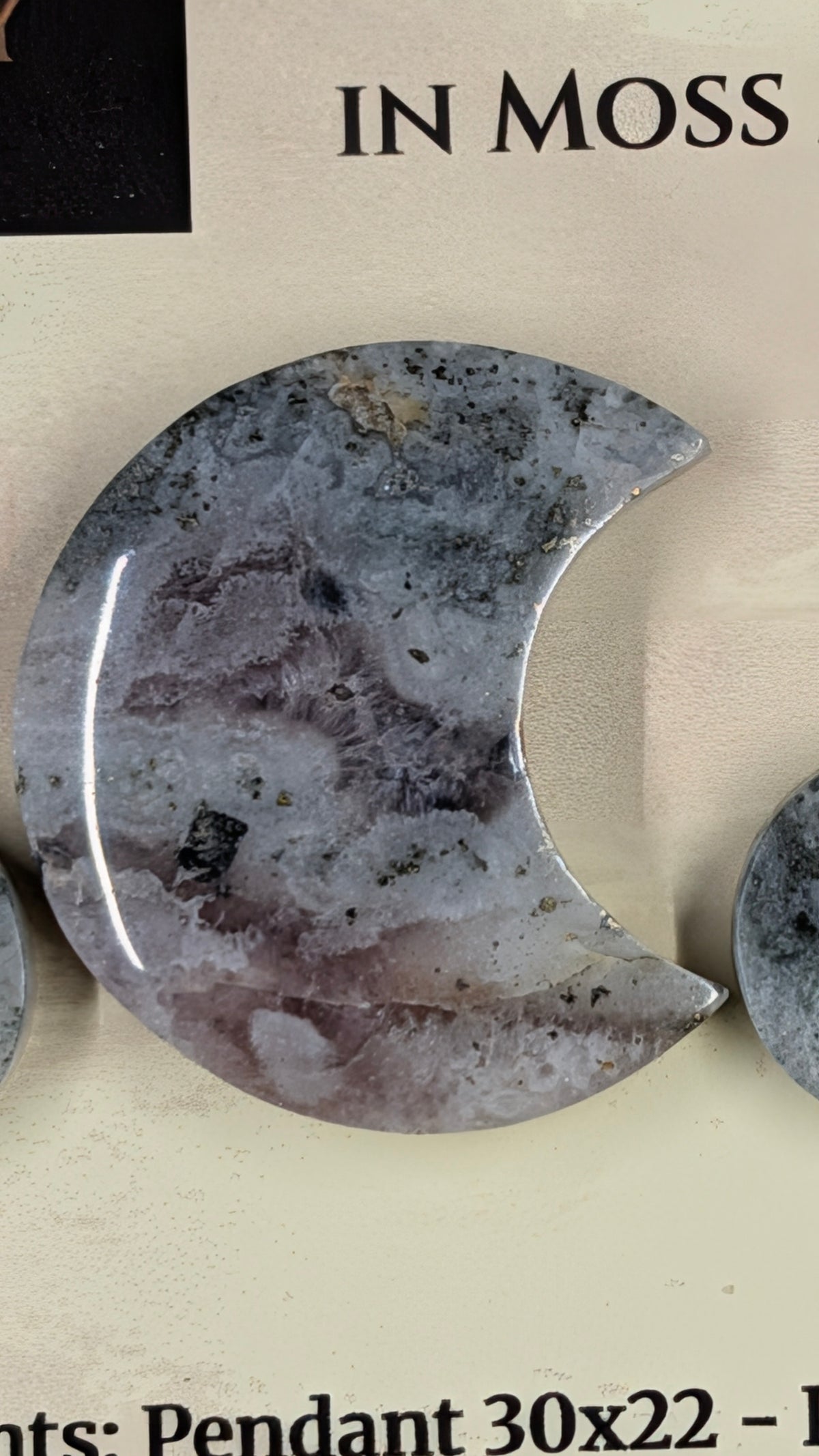 Crescent Moon - Pyrite & Amethyst in Moss Agate - Design-Ready™ Set