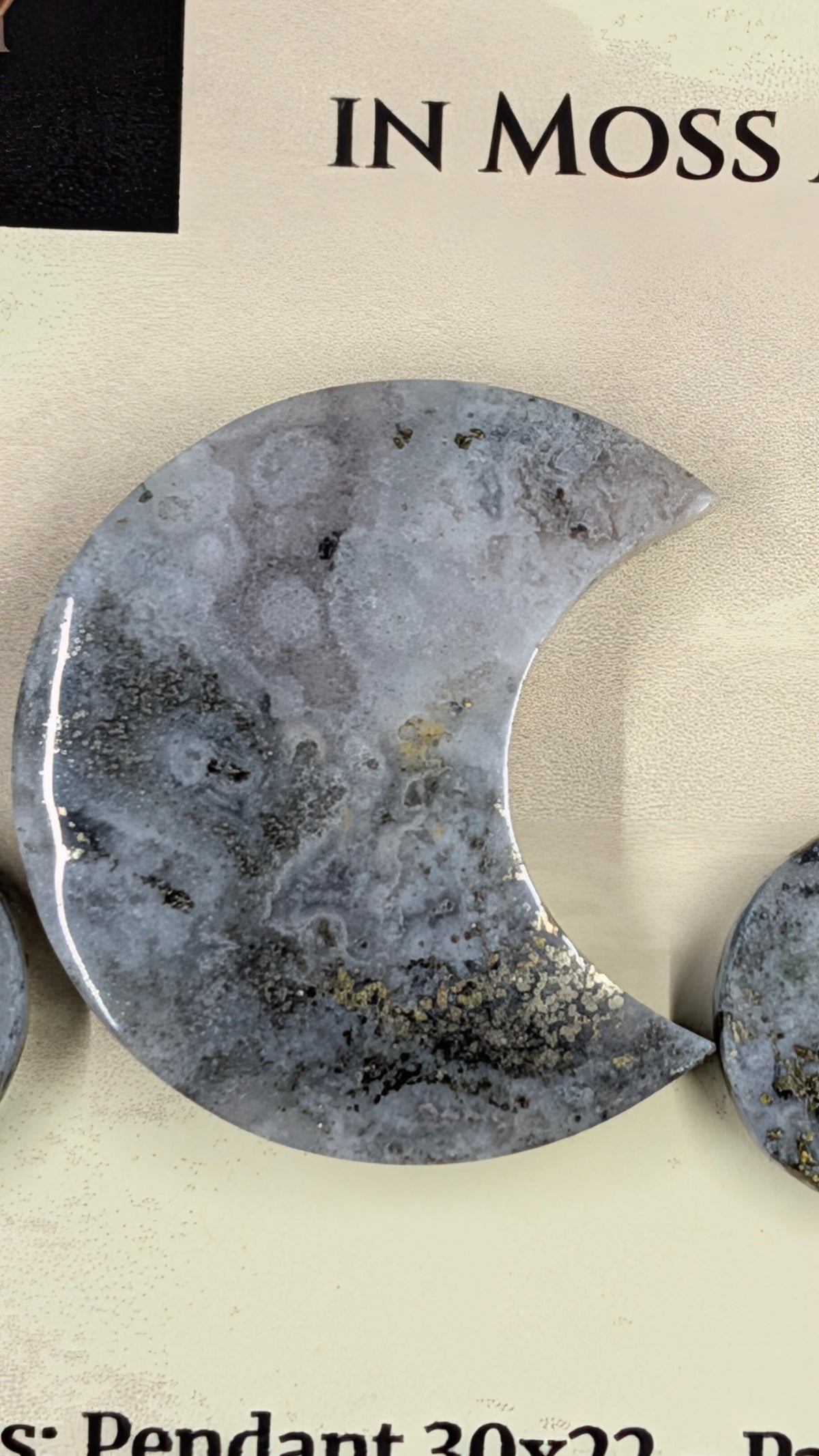 Crescent Moon - Pyrite & Amethyst in Moss Agate - Design-Ready™ Set
