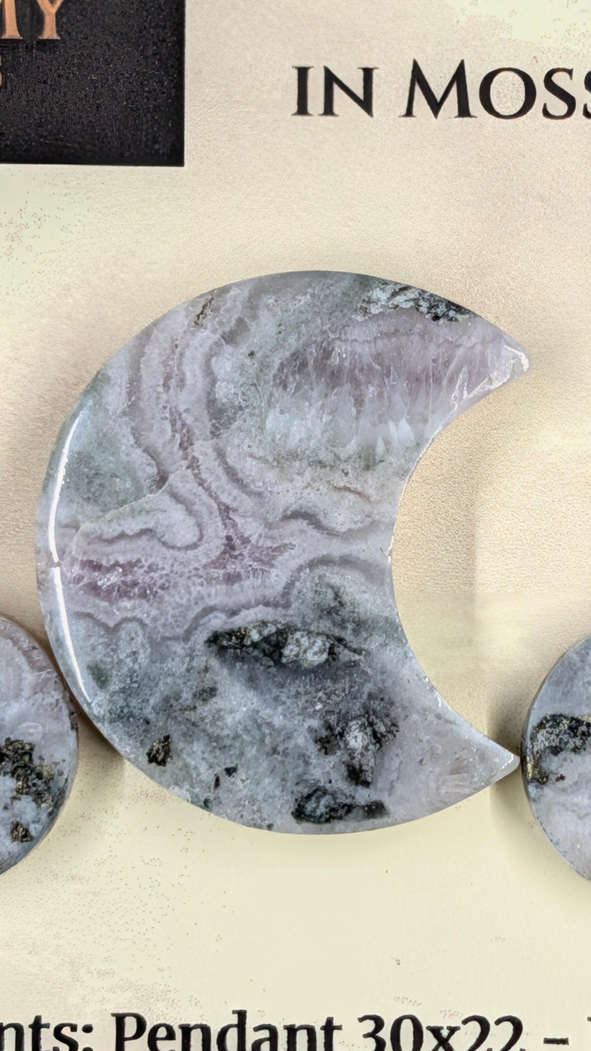 Crescent Moon - Pyrite & Amethyst in Moss Agate - Design-Ready™ Set