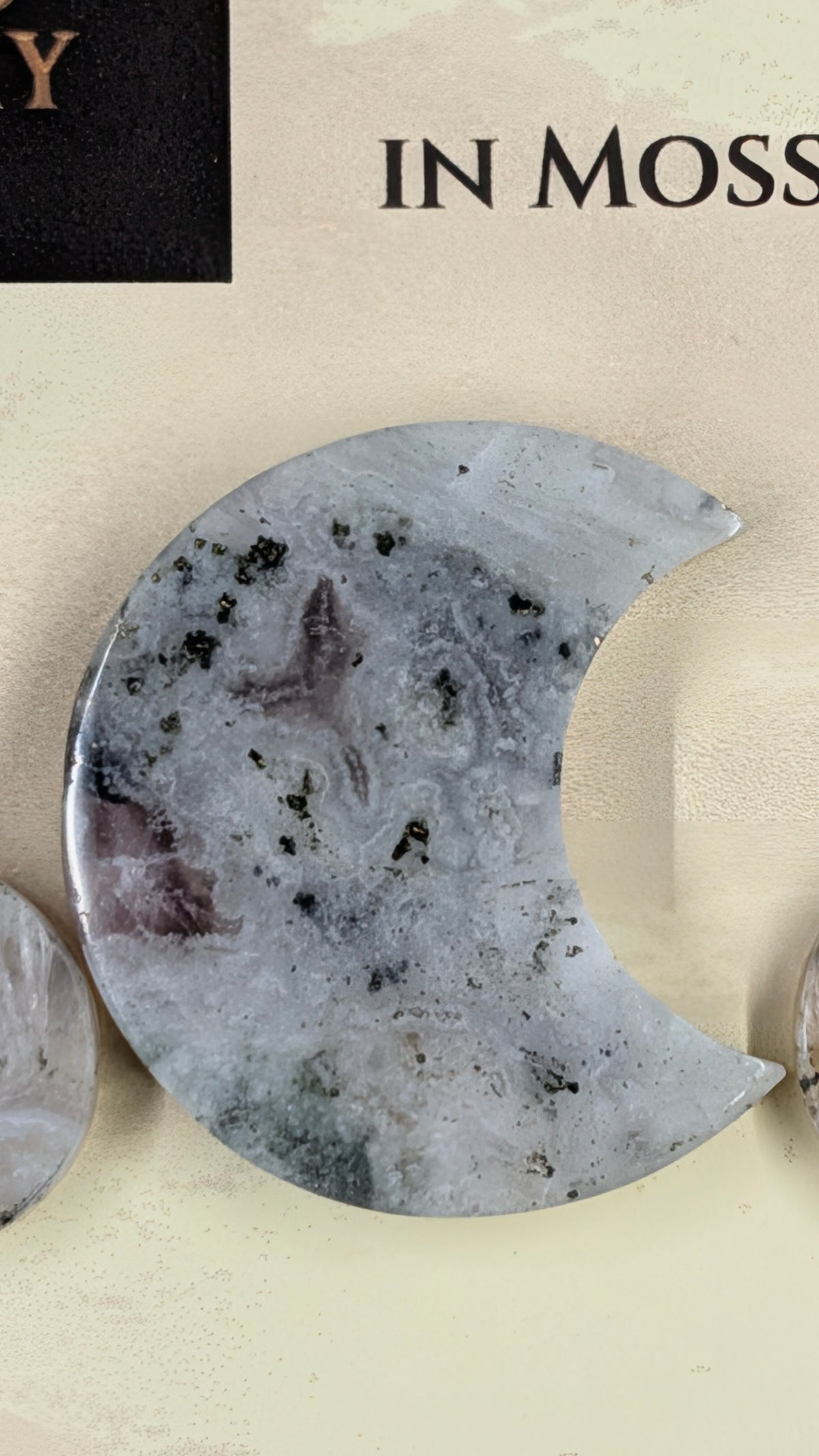 Crescent Moon - Pyrite & Amethyst in Moss Agate - Design-Ready™ Set