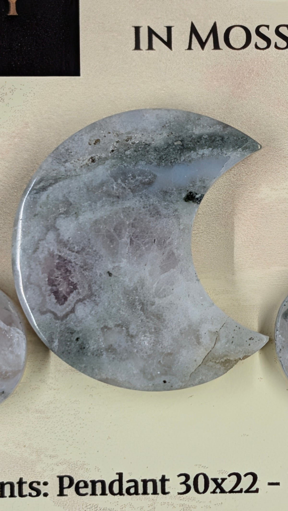 Crescent Moon - Pyrite & Amethyst in Moss Agate - Design-Ready™ Set
