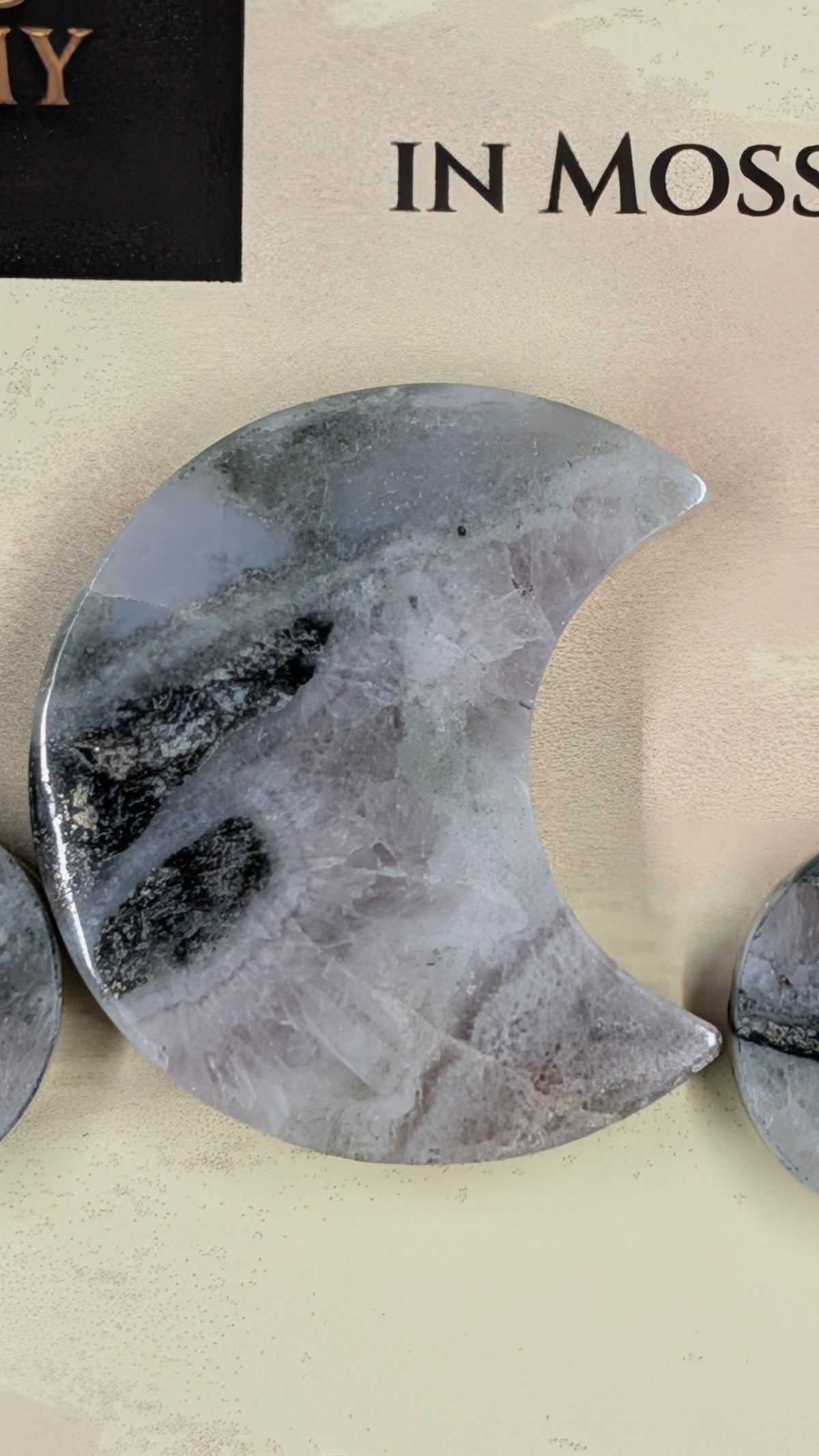 Crescent Moon - Pyrite & Amethyst in Moss Agate - Design-Ready™ Set