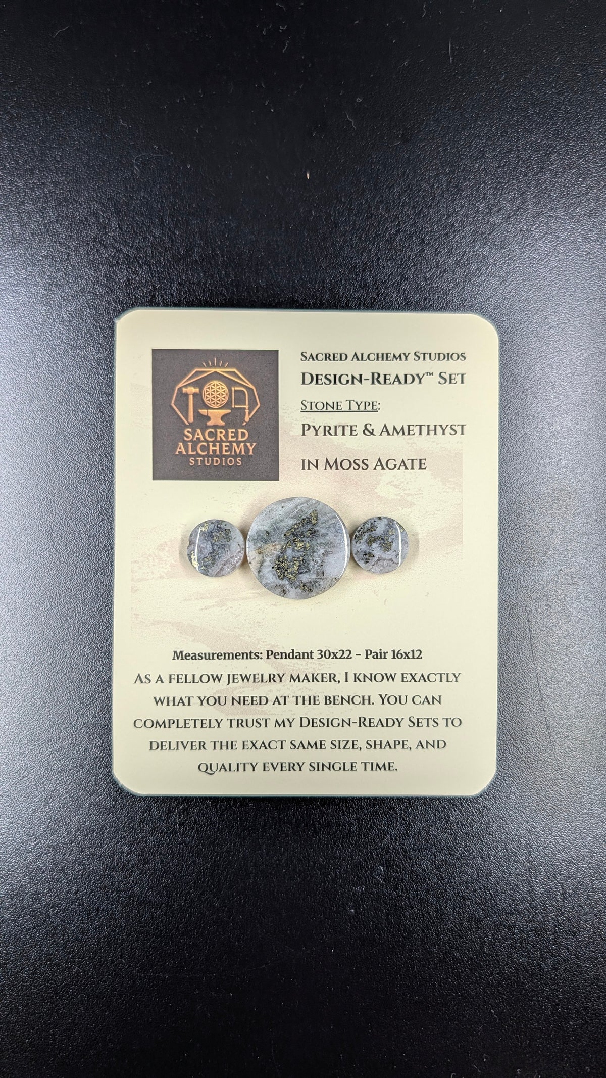 Circle Shape - Pyrite & Amethyst in Moss Agate - Design-Ready™ Set