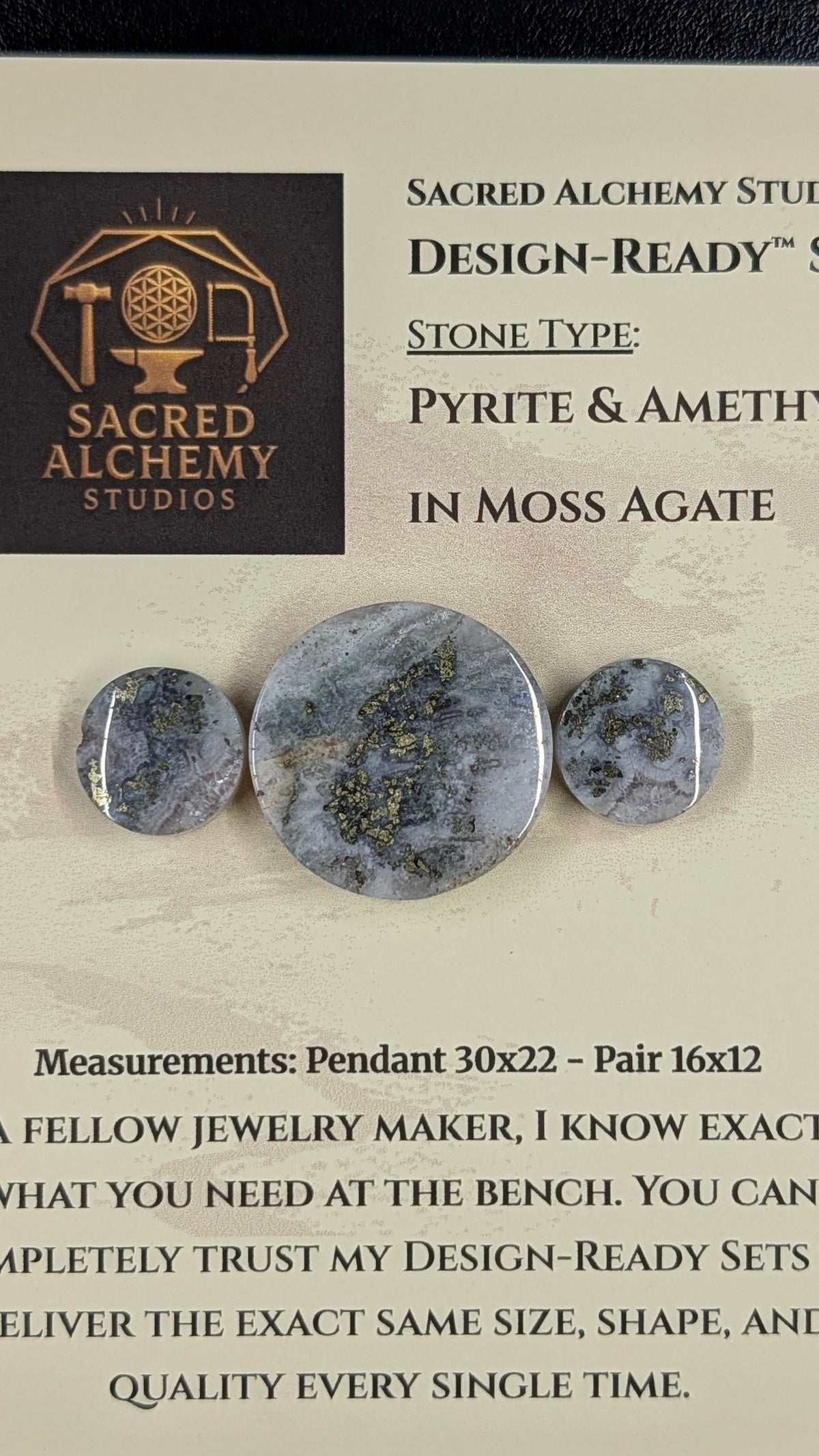 Circle Shape - Pyrite & Amethyst in Moss Agate - Design-Ready™ Set