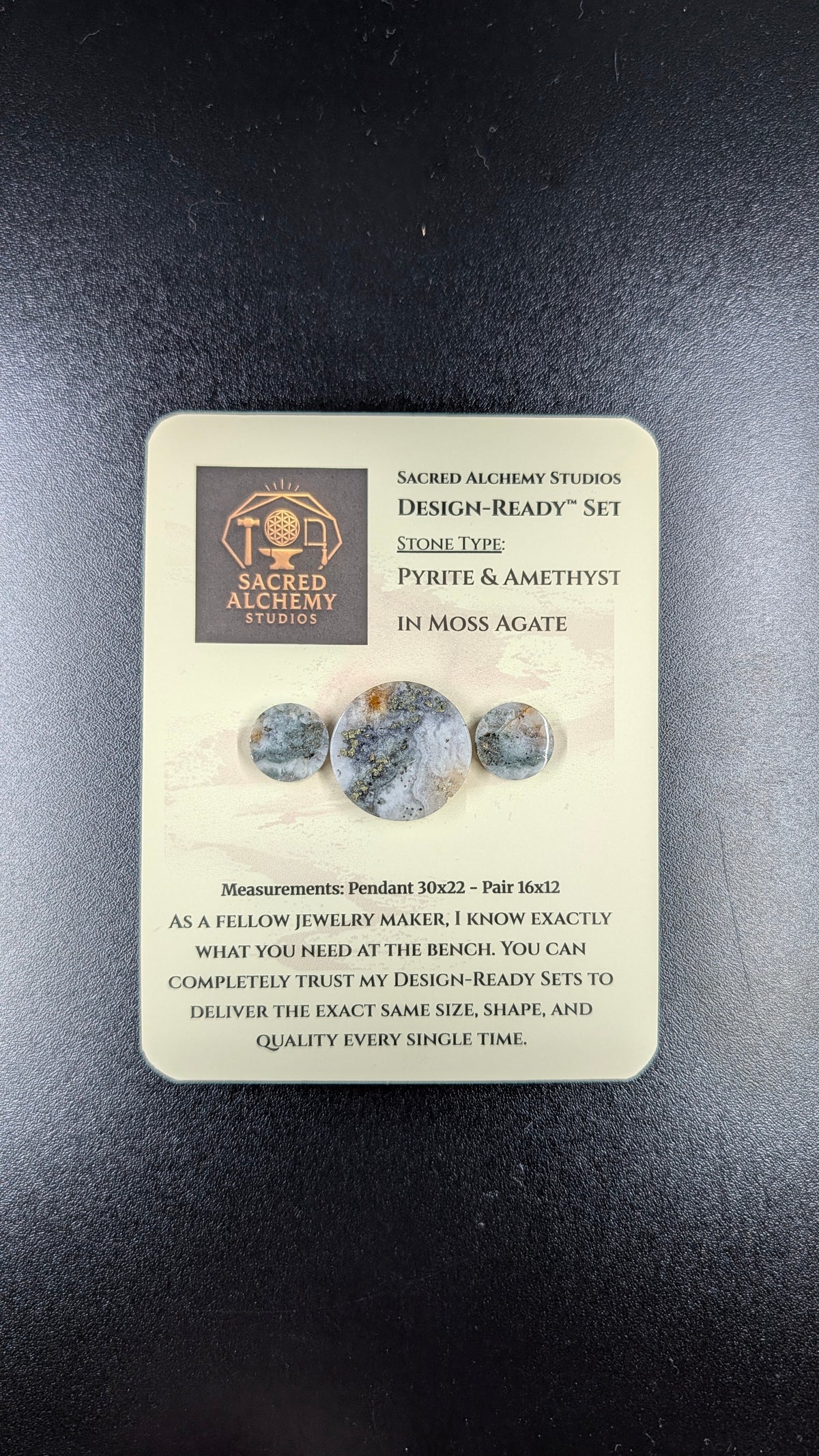 Circle Shape - Pyrite & Amethyst in Moss Agate - Design-Ready™ Set