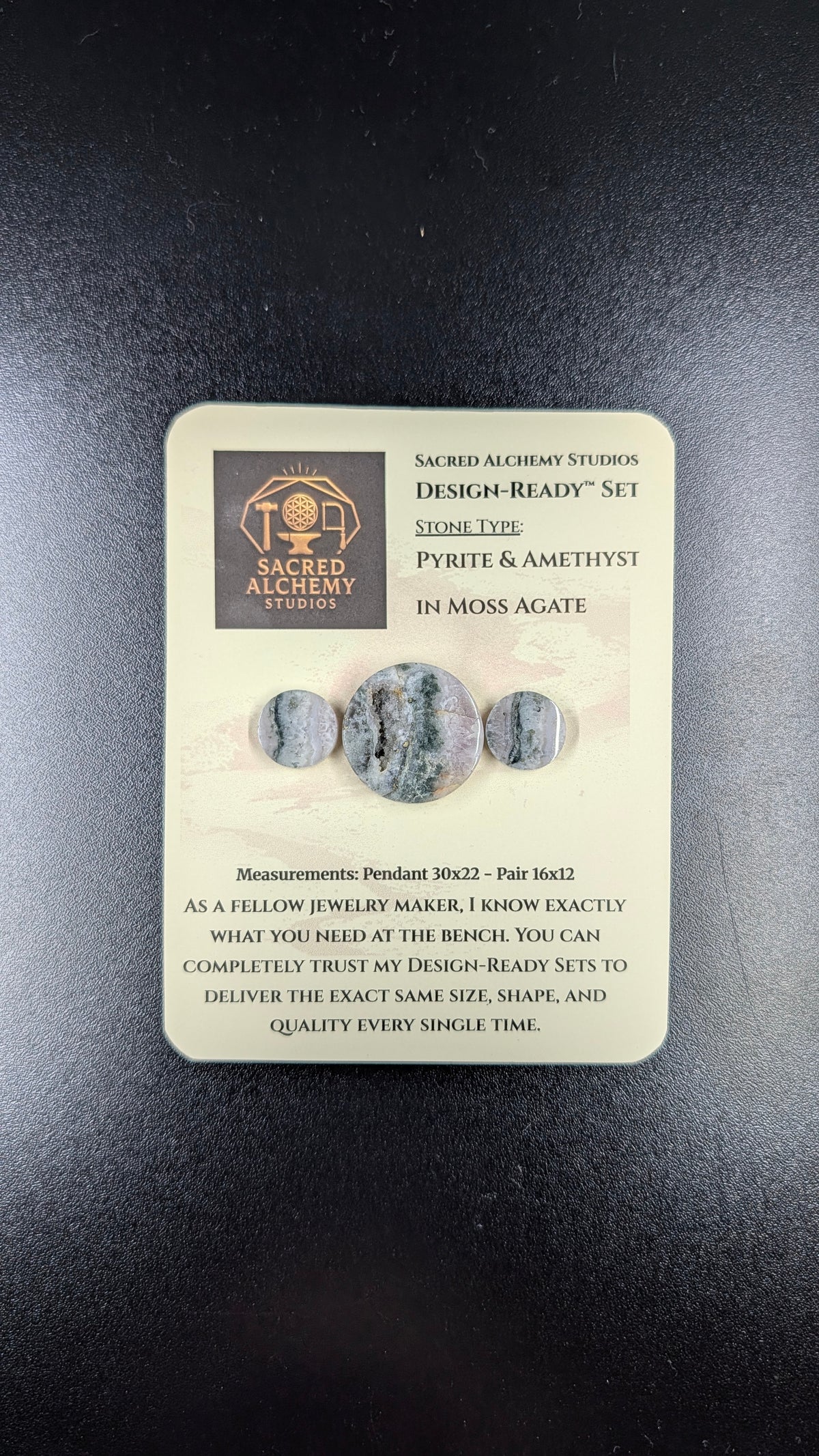 Circle Shape - Pyrite & Amethyst in Moss Agate - Design-Ready™ Set