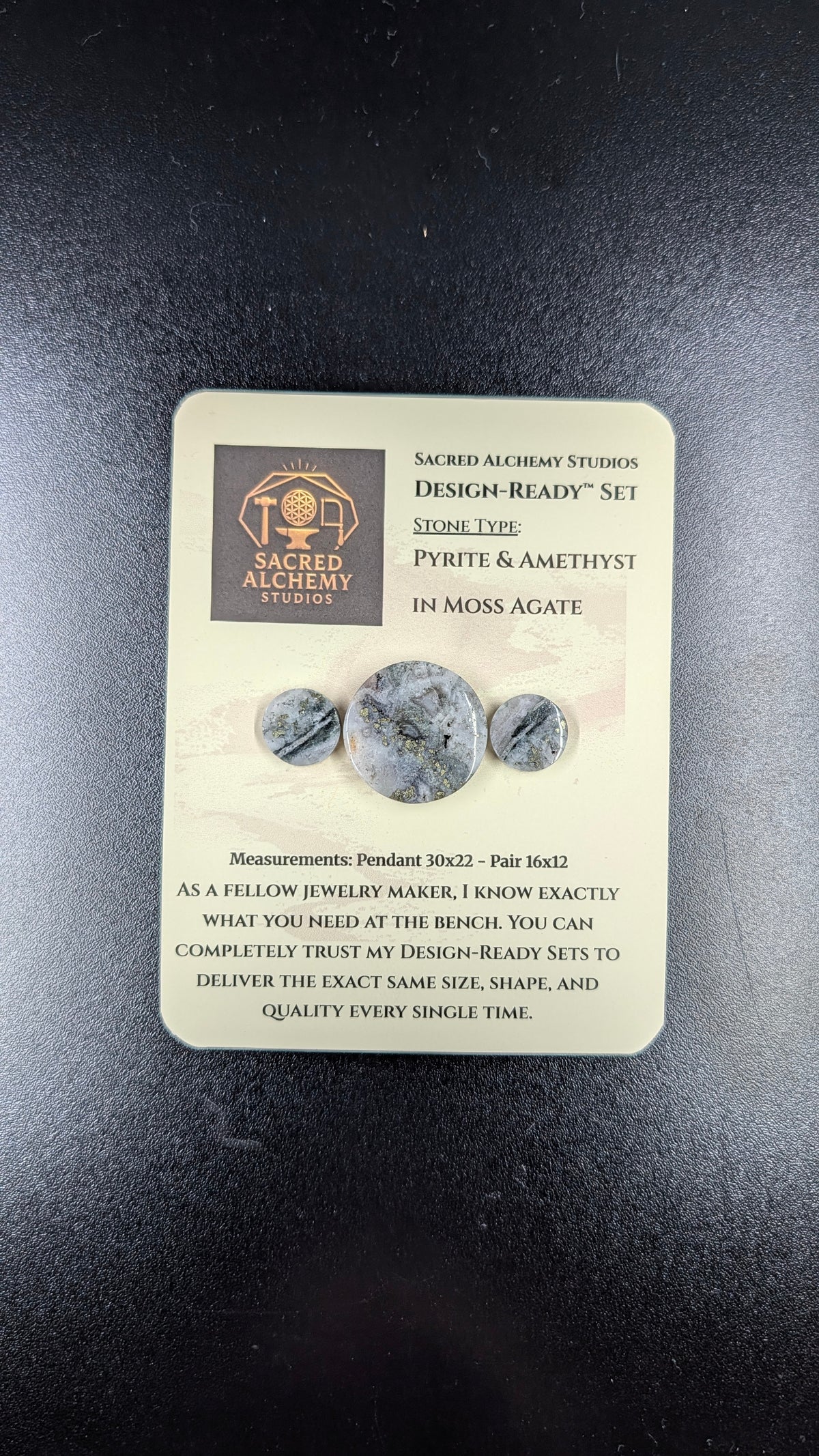 Circle Shape - Pyrite & Amethyst in Moss Agate - Design-Ready™ Set