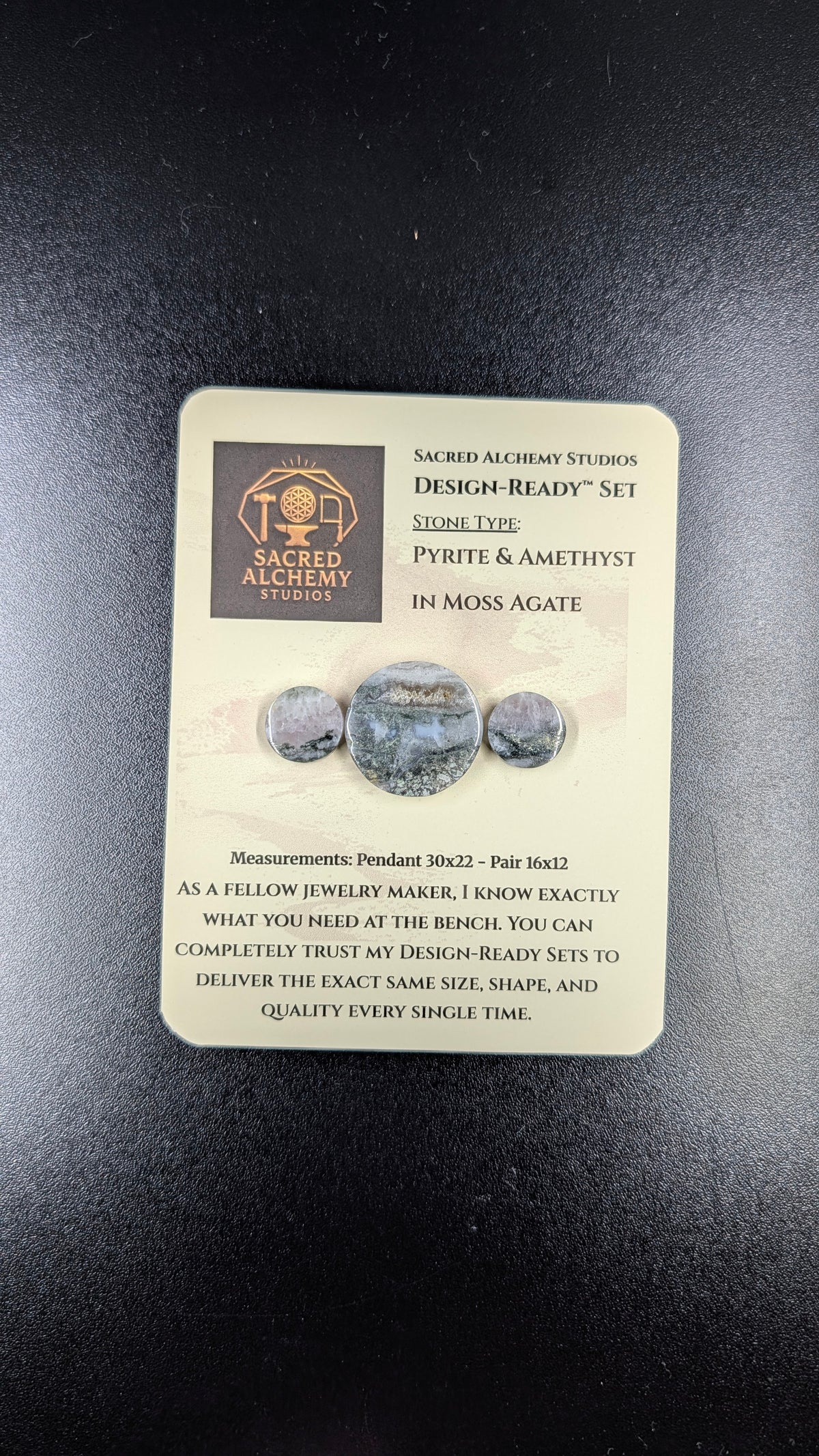 Circle Shape - Pyrite & Amethyst in Moss Agate - Design-Ready™ Set