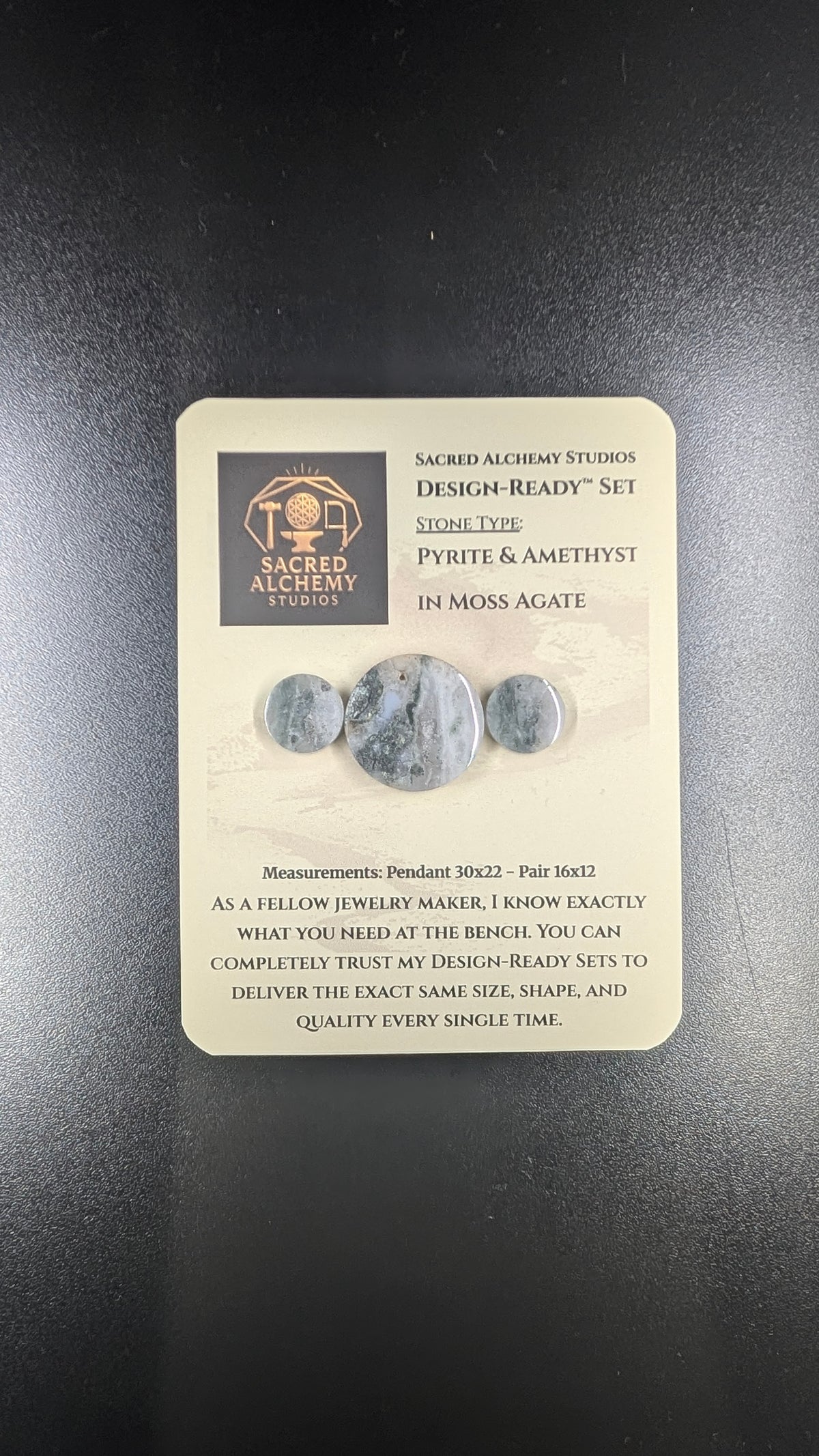 Circle Shape - Pyrite & Amethyst in Moss Agate - Design-Ready™ Set