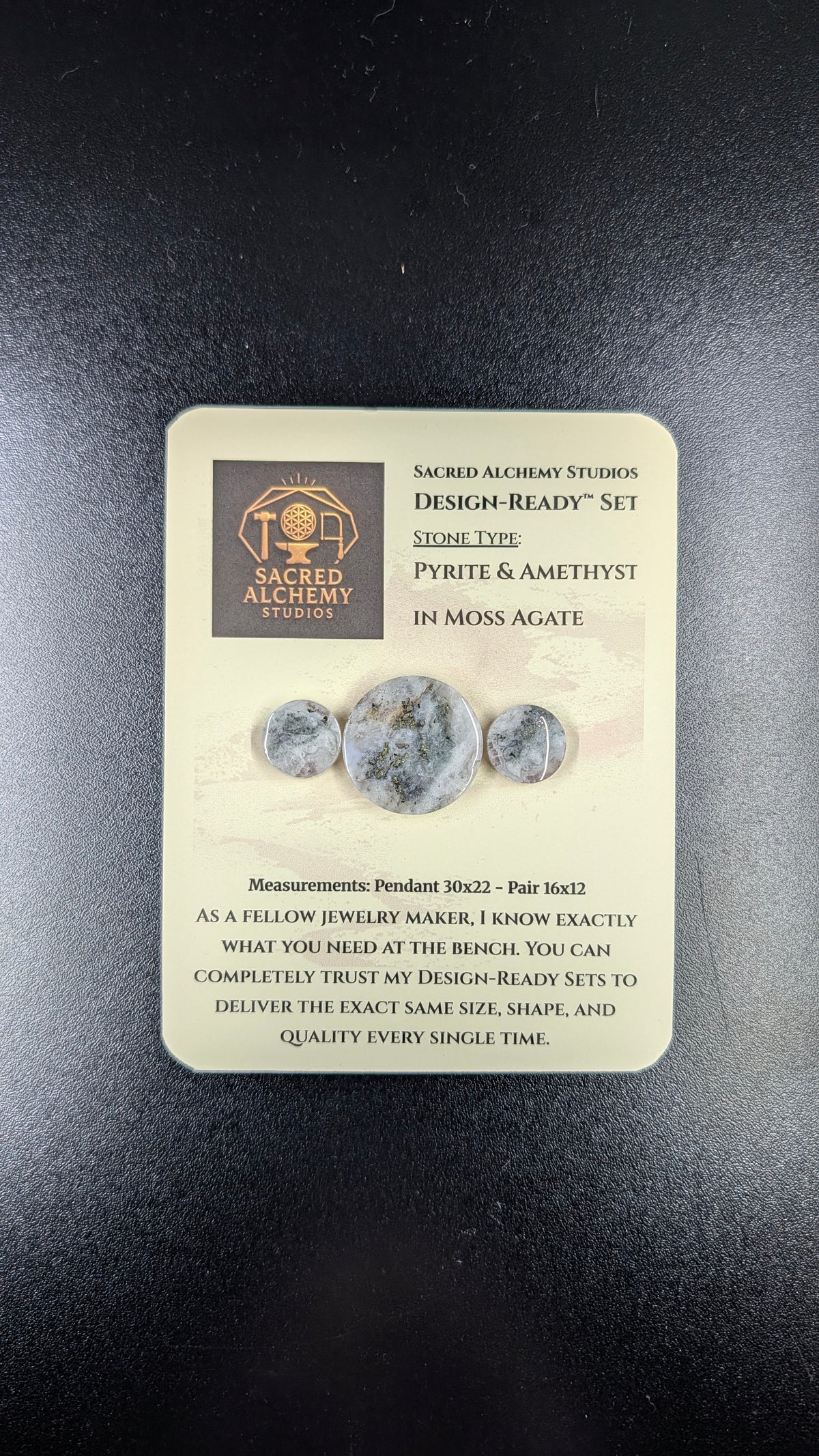 Circle Shape - Pyrite & Amethyst in Moss Agate - Design-Ready™ Set