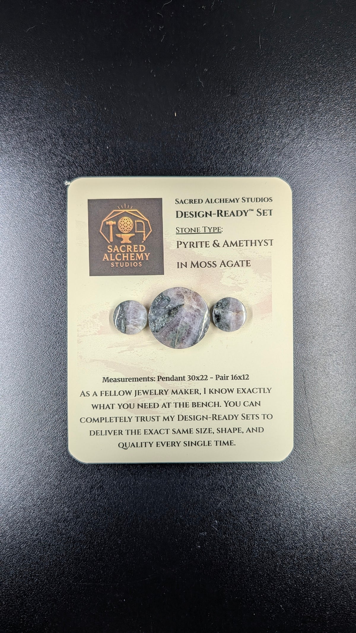 Circle Shape - Pyrite & Amethyst in Moss Agate - Design-Ready™ Set
