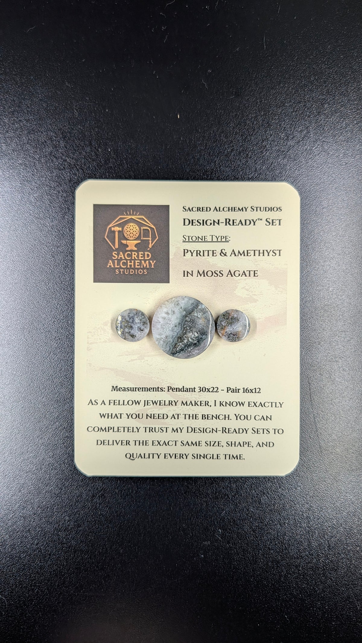 Circle Shape - Pyrite & Amethyst in Moss Agate - Design-Ready™ Set