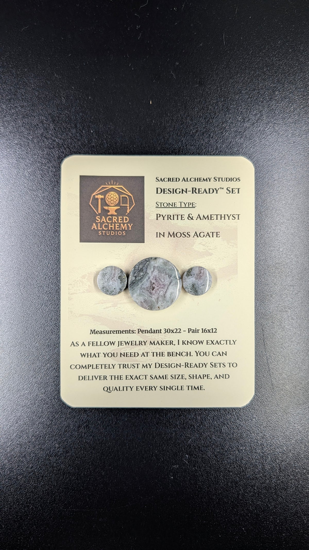 Circle Shape - Pyrite & Amethyst in Moss Agate - Design-Ready™ Set