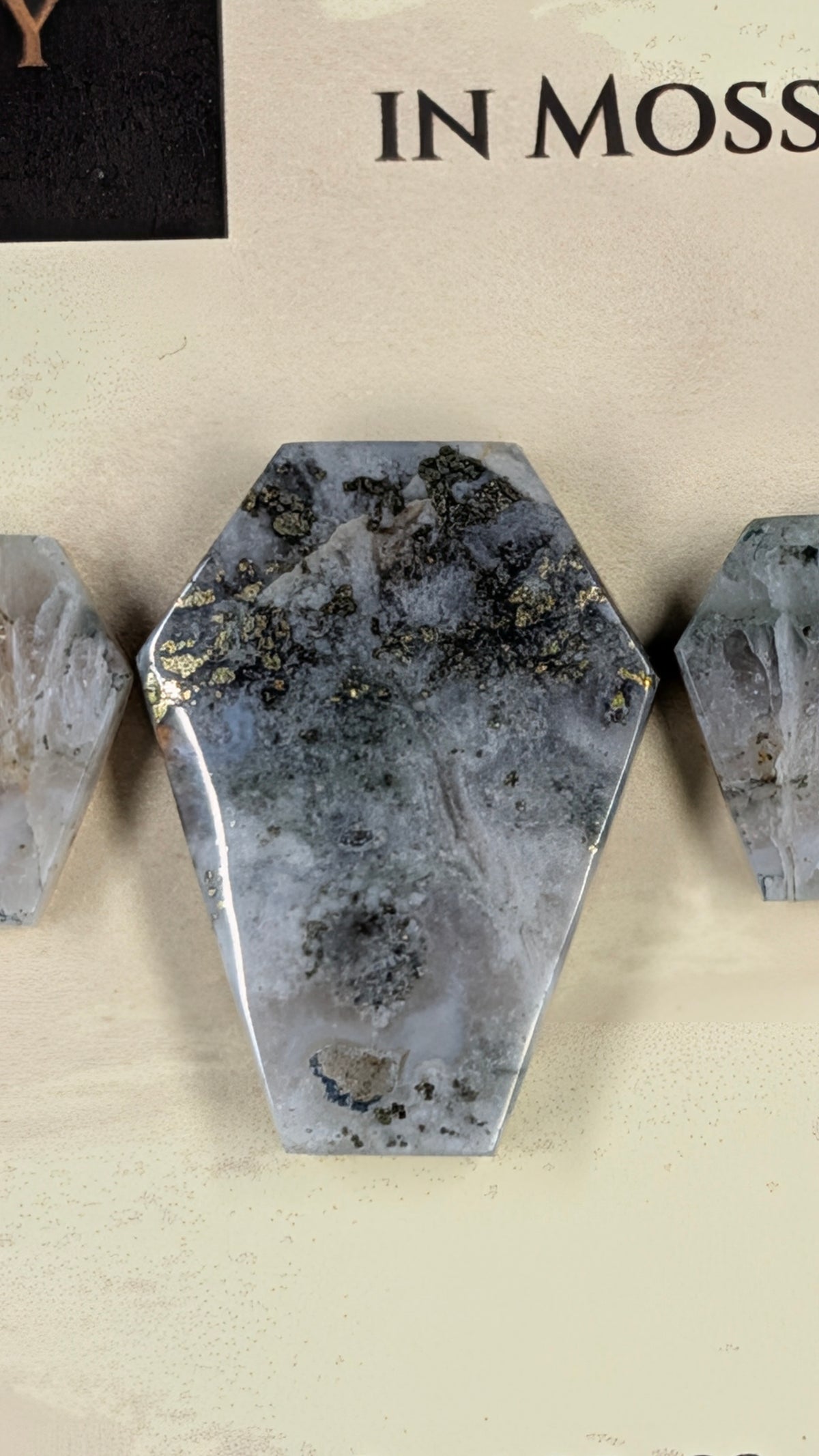 Coffin Shape - Pyrite & Amethyst in Moss Agate - Design-Ready™ Set