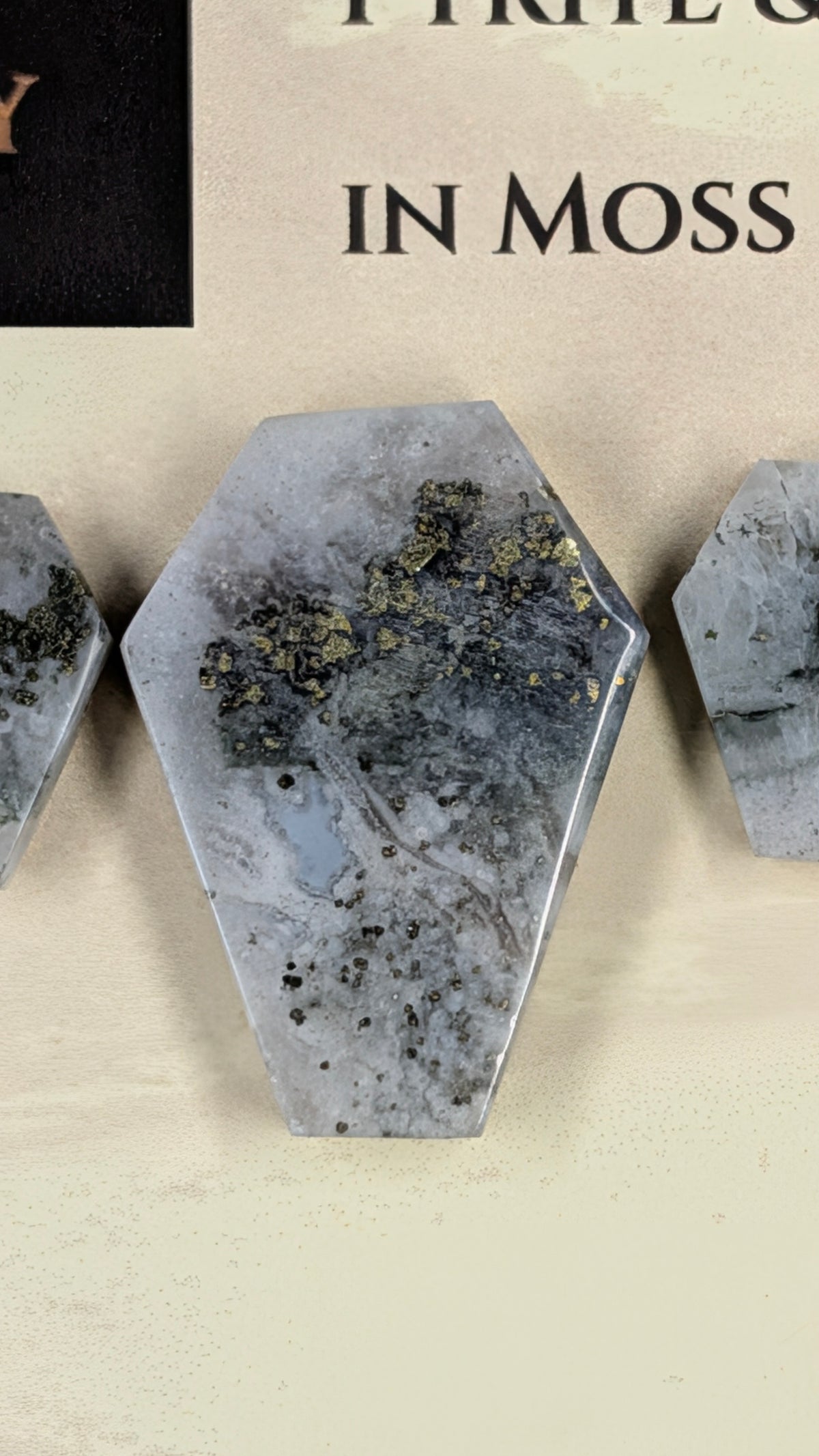 Coffin Shape - Pyrite & Amethyst in Moss Agate - Design-Ready™ Set