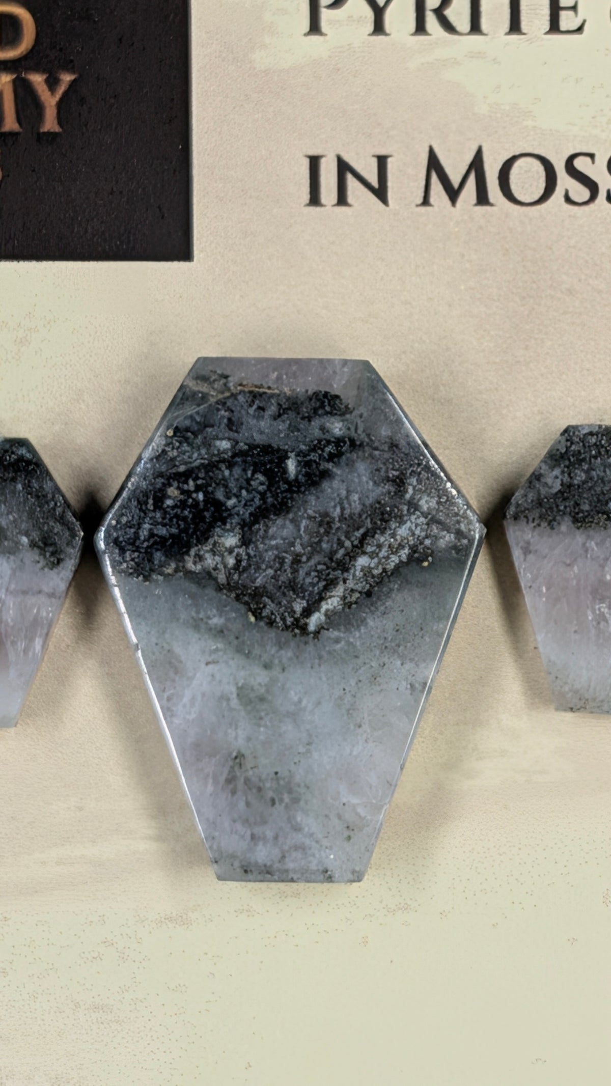 Coffin Shape - Pyrite & Amethyst in Moss Agate - Design-Ready™ Set