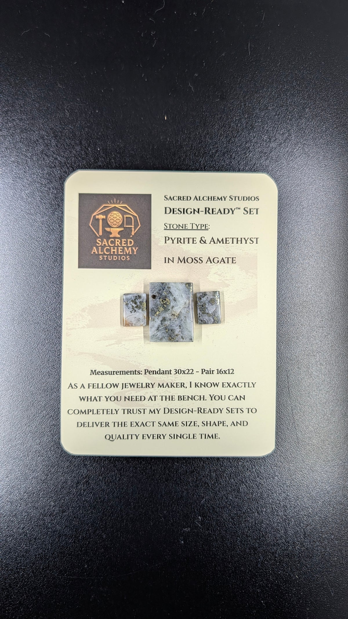 Rectangle Shape - Pyrite & Amethyst in Moss Agate - Design-Ready™ Set