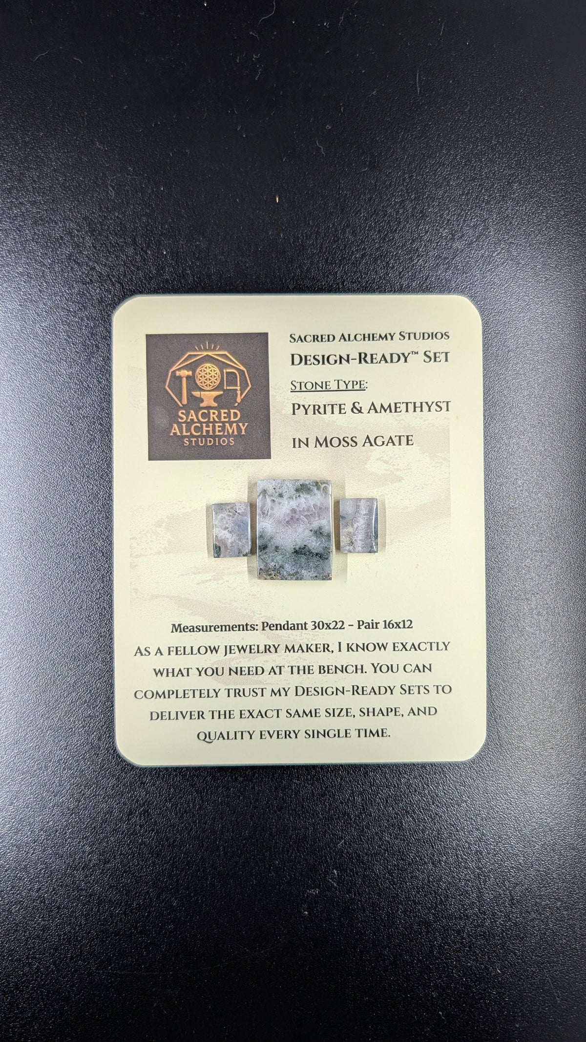 Rectangle Shape - Pyrite & Amethyst in Moss Agate - Design-Ready™ Set