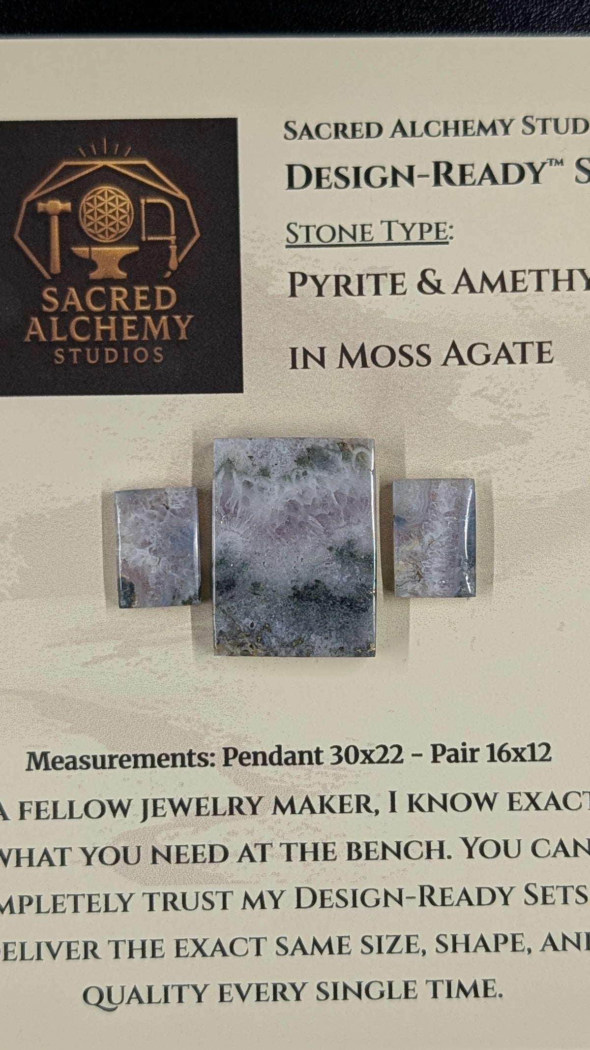 Rectangle Shape - Pyrite & Amethyst in Moss Agate - Design-Ready™ Set