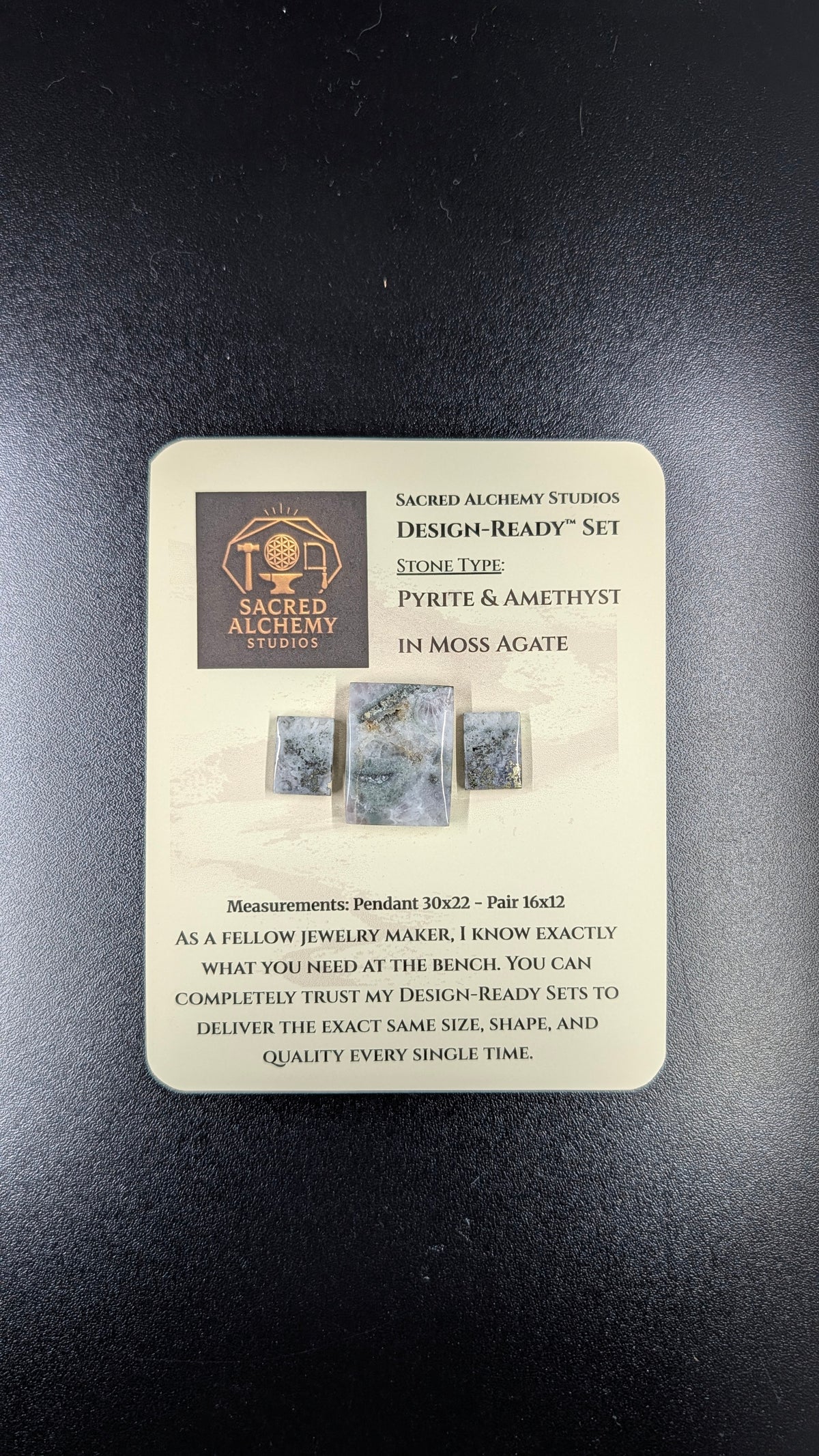 Rectangle Shape - Pyrite & Amethyst in Moss Agate - Design-Ready™ Set