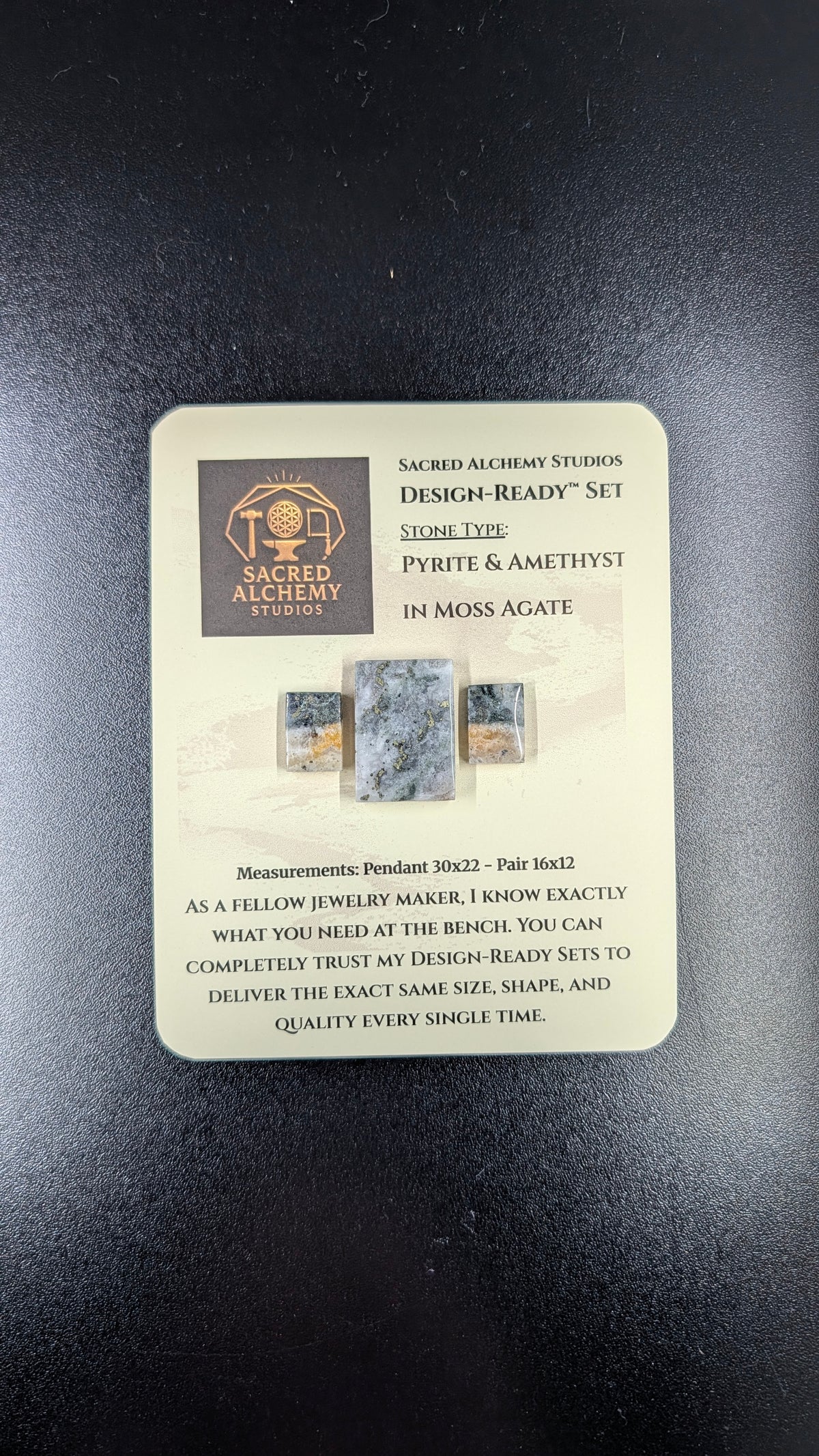 Rectangle Shape - Pyrite & Amethyst in Moss Agate - Design-Ready™ Set