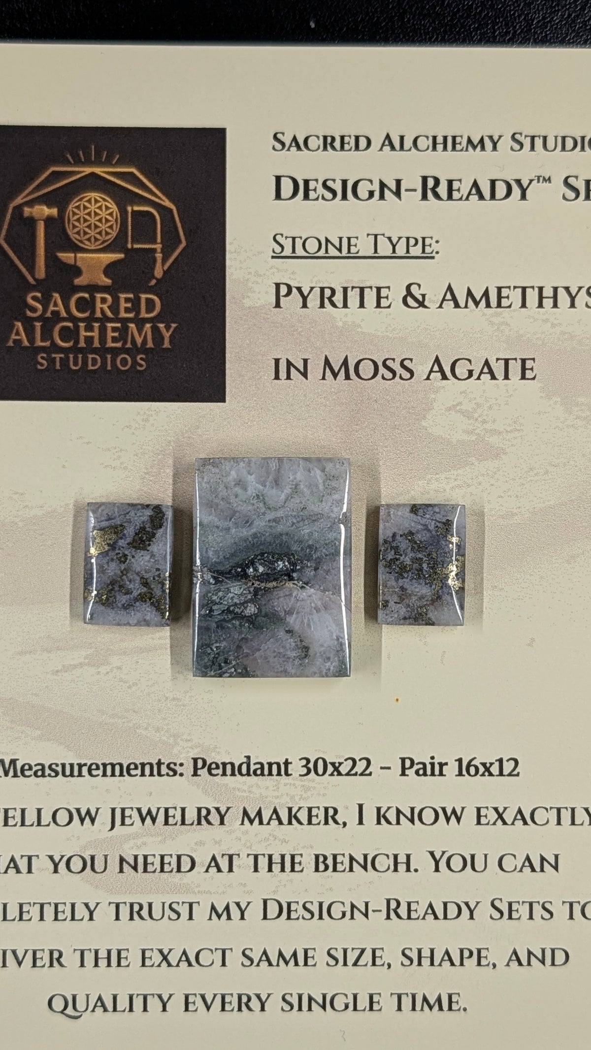 Rectangle Shape - Pyrite & Amethyst in Moss Agate - Design-Ready™ Set