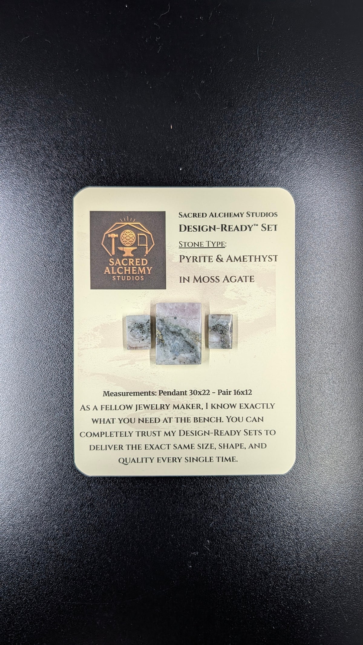 Rectangle Shape - Pyrite & Amethyst in Moss Agate - Design-Ready™ Set