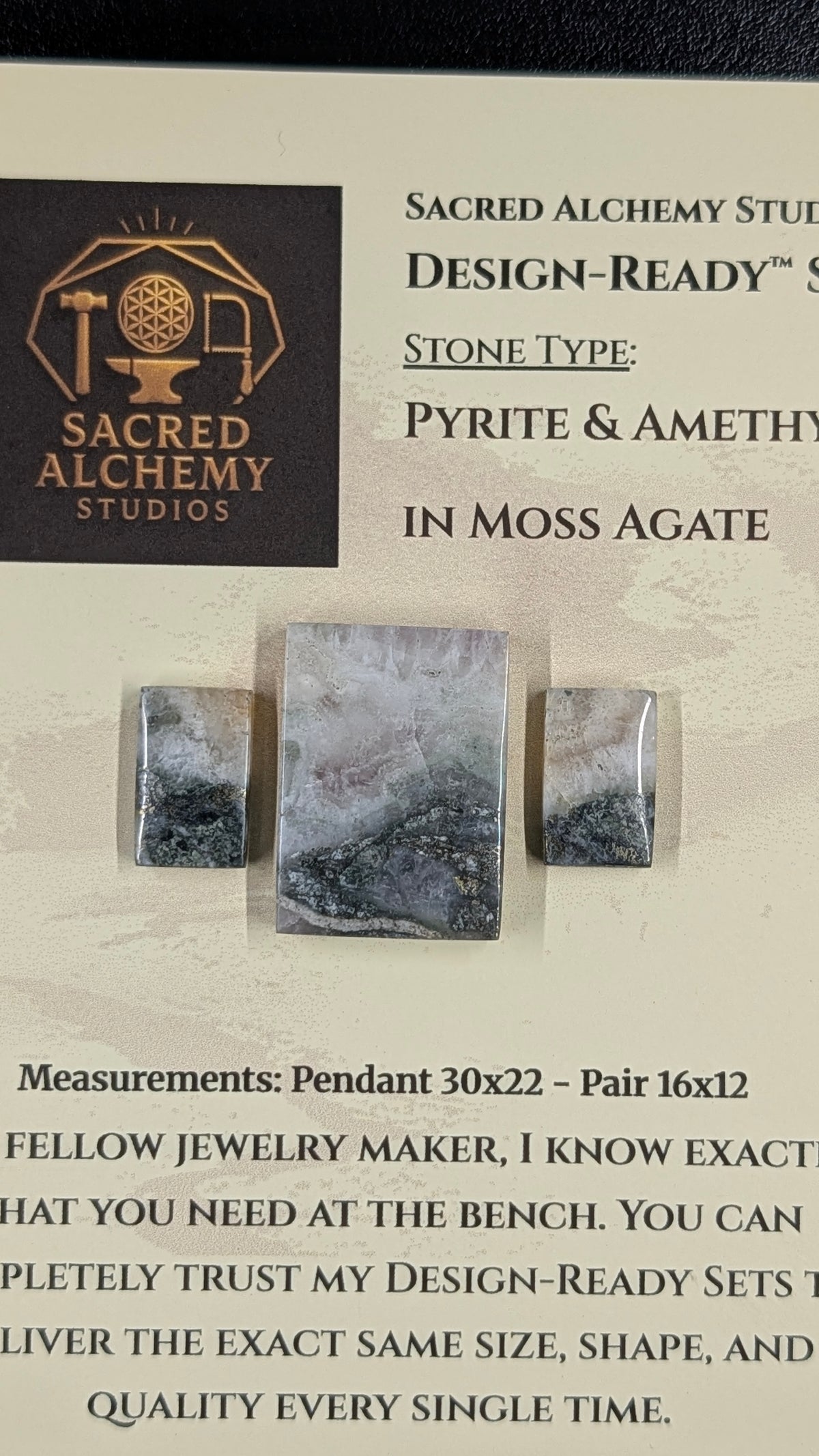 Rectangle Shape - Pyrite & Amethyst in Moss Agate - Design-Ready™ Set