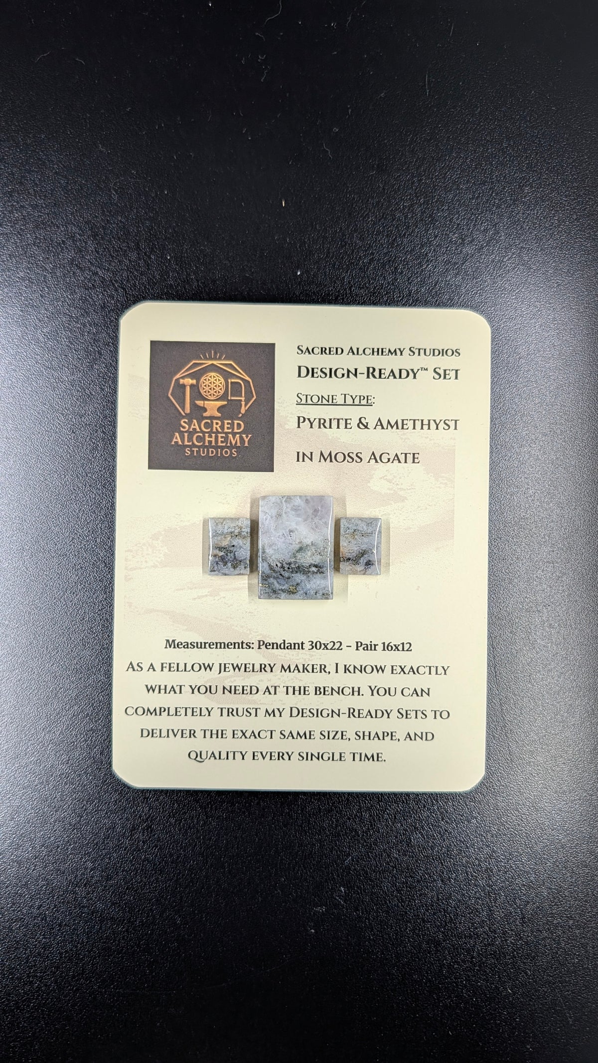 Rectangle Shape - Pyrite & Amethyst in Moss Agate - Design-Ready™ Set