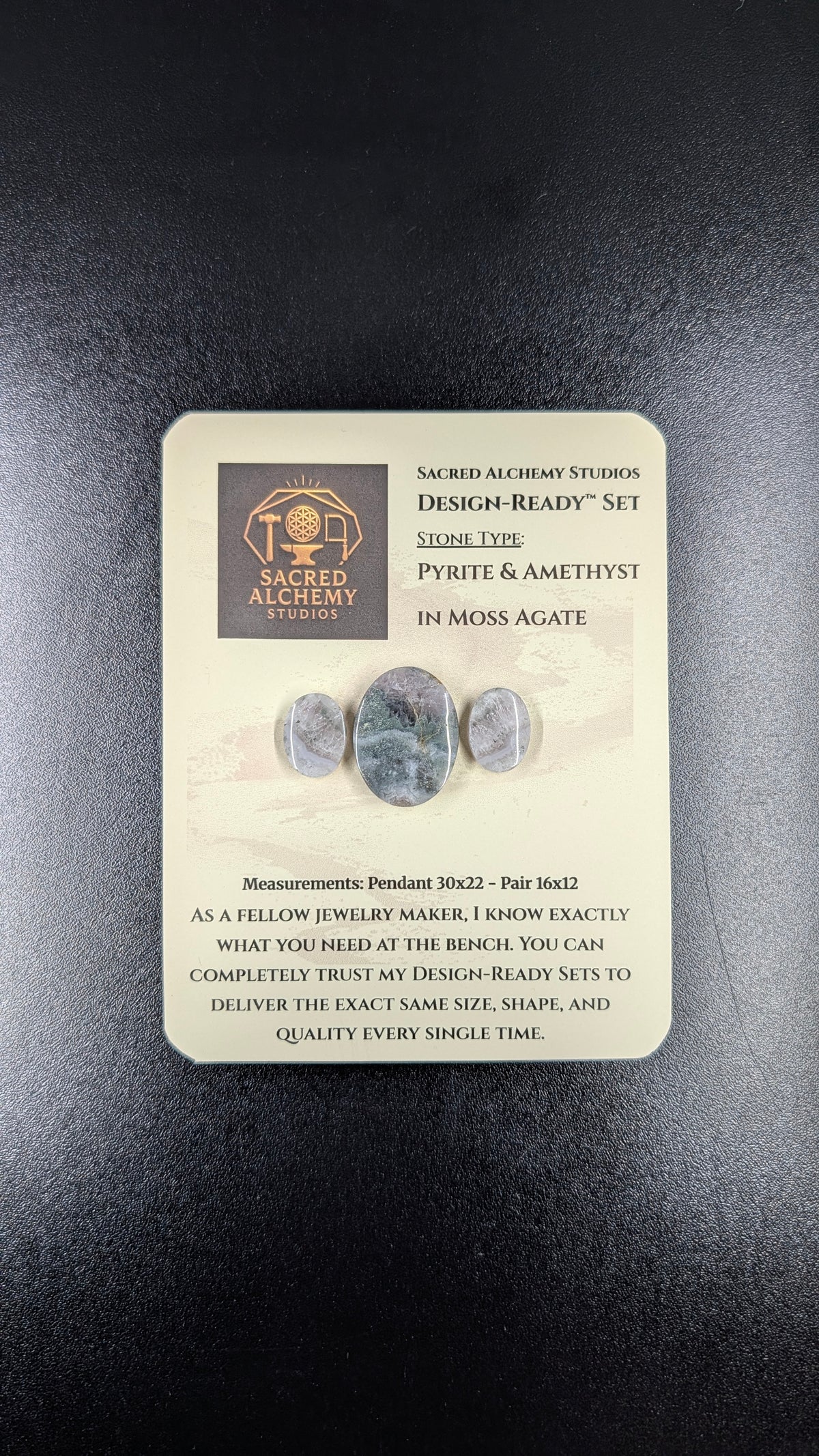 Oval Shape - Pyrite & Amethyst in Moss Agate - Design-Ready™ Set