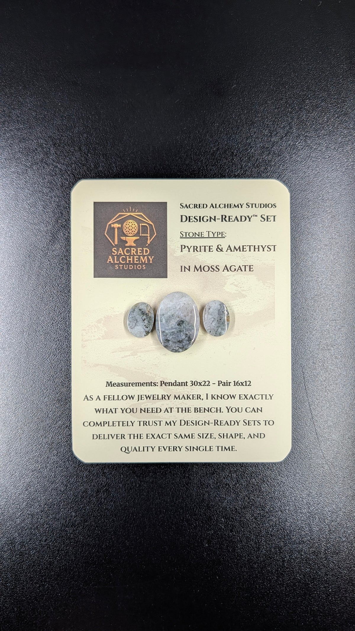 Oval Shape - Pyrite & Amethyst in Moss Agate - Design-Ready™ Set