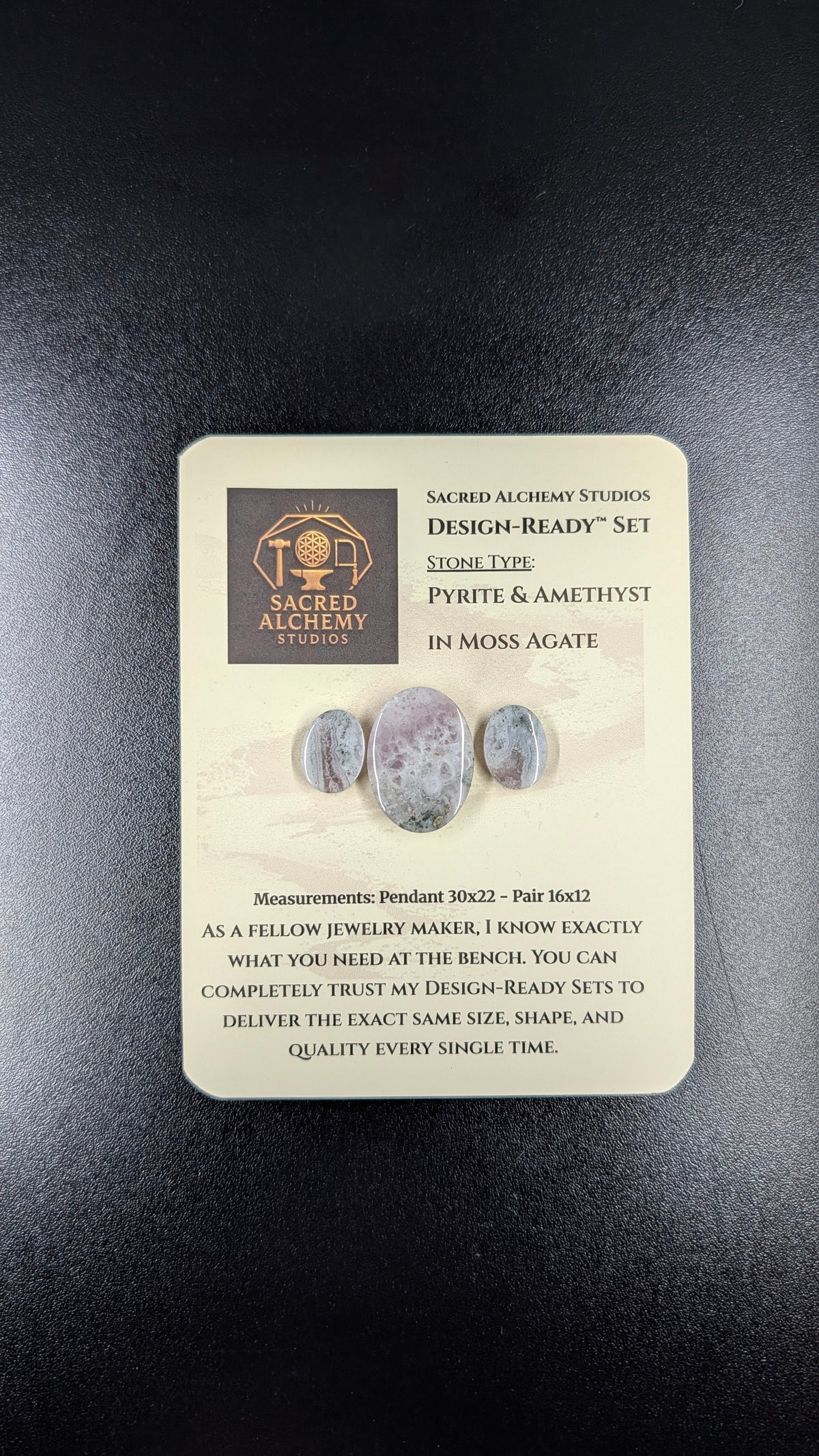Oval Shape - Pyrite & Amethyst in Moss Agate - Design-Ready™ Set