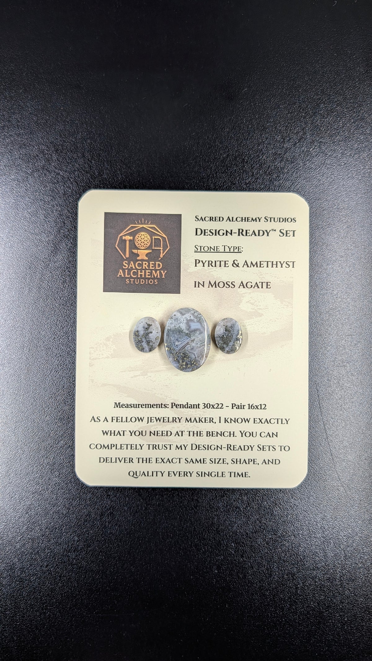 Oval Shape - Pyrite & Amethyst in Moss Agate - Design-Ready™ Set