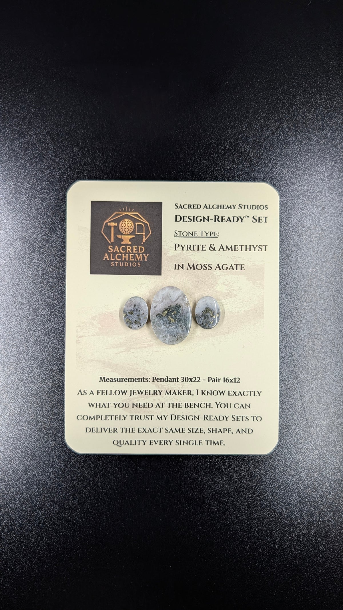 Oval Shape - Pyrite & Amethyst in Moss Agate - Design-Ready™ Set