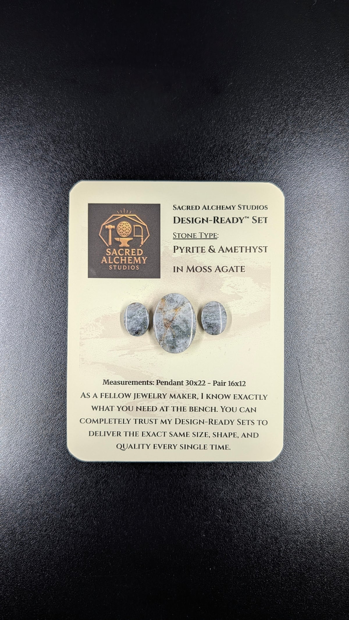 Oval Shape - Pyrite & Amethyst in Moss Agate - Design-Ready™ Set