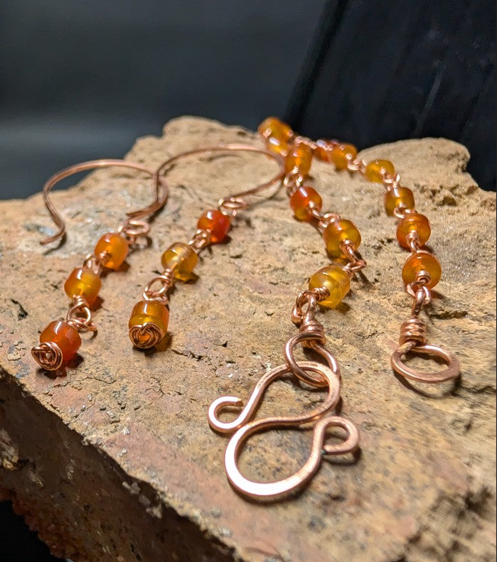 Carnelian And Copper Earrings And Bracelet Set One Of A Kind Handmade Jewelry Collection by Sacred Alchemy Studios