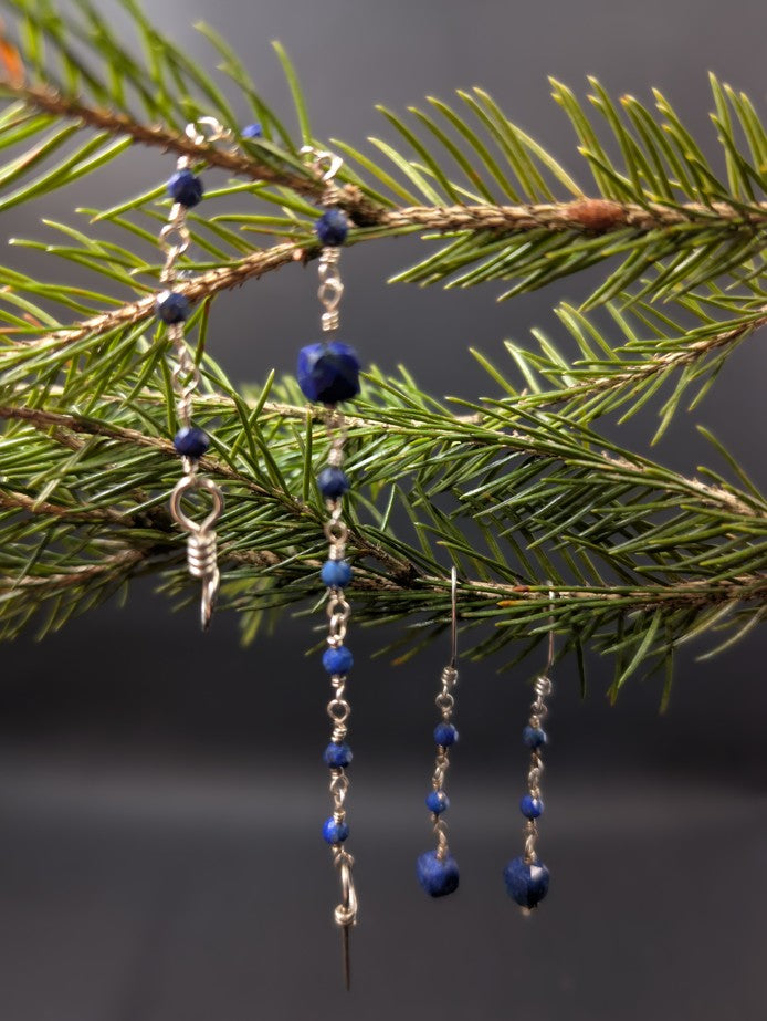 Lapis Lazuli And Fine Silver Earrings And Bracelet Set One Of A Kind Handmade Jewelry by Sacred Alchemy Studios