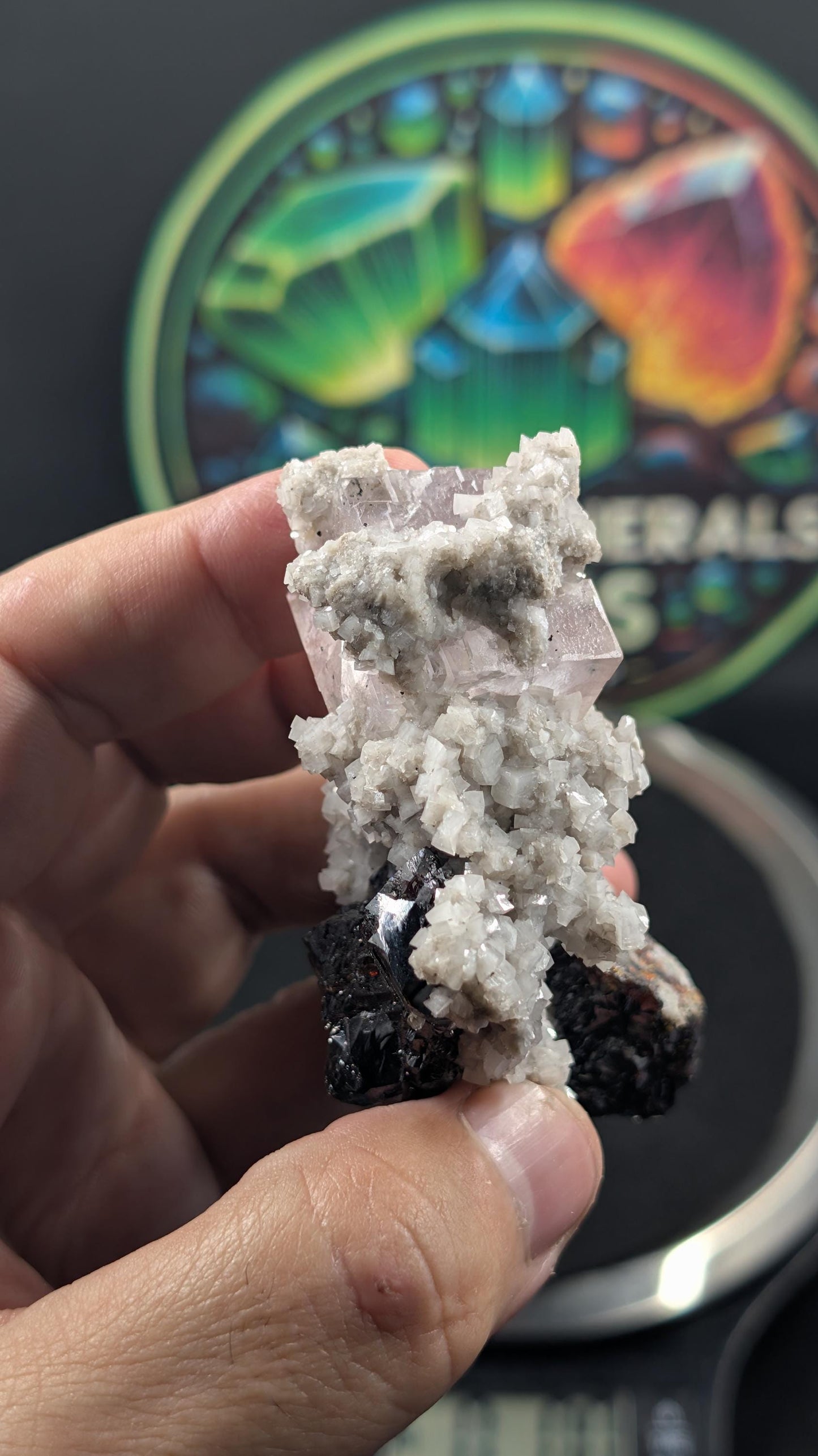 Sphalerite with Purple Fluorite on Dolomite