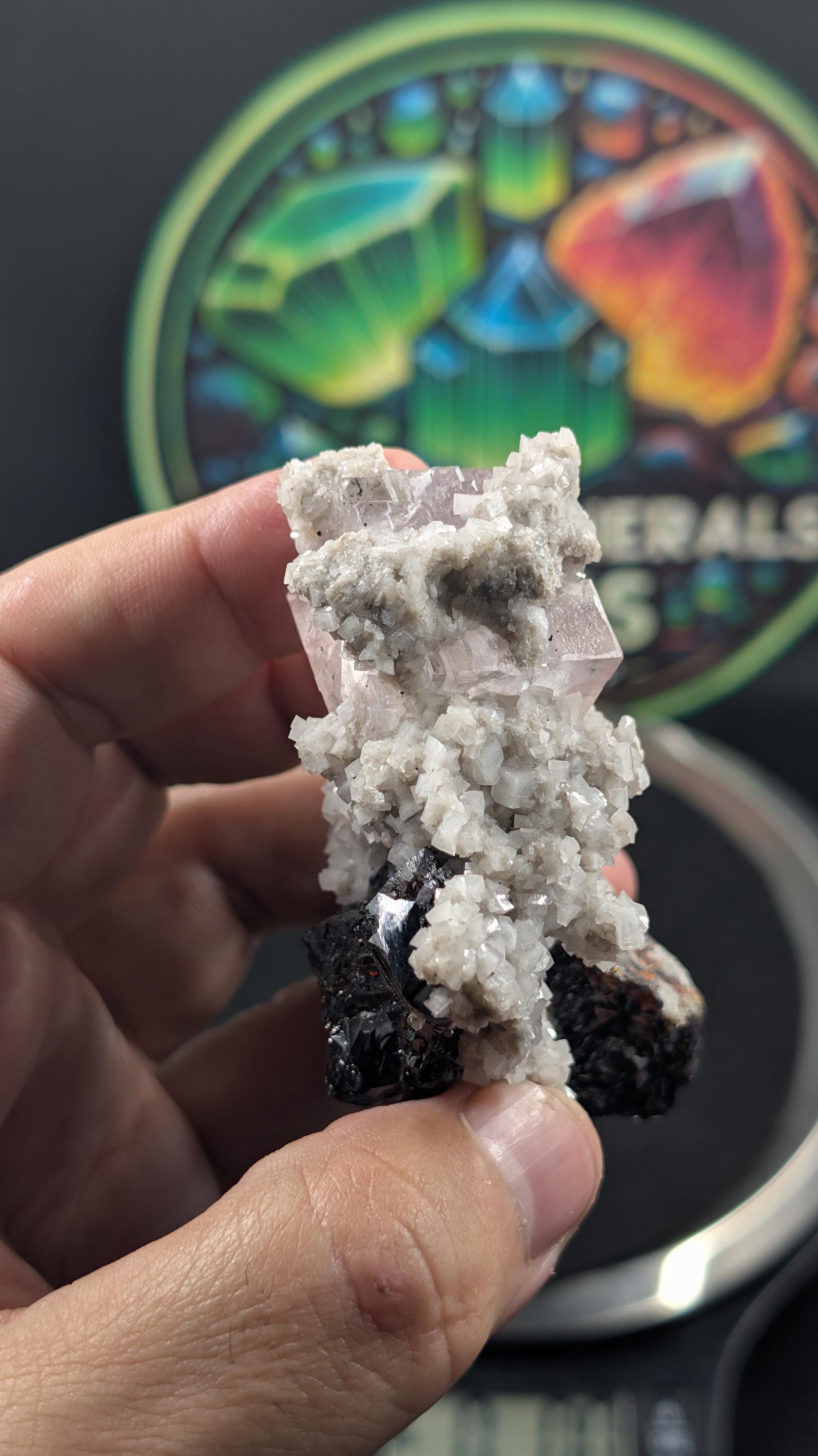 Sphalerite with Purple Fluorite on Dolomite by Sacred Alchemy Studios