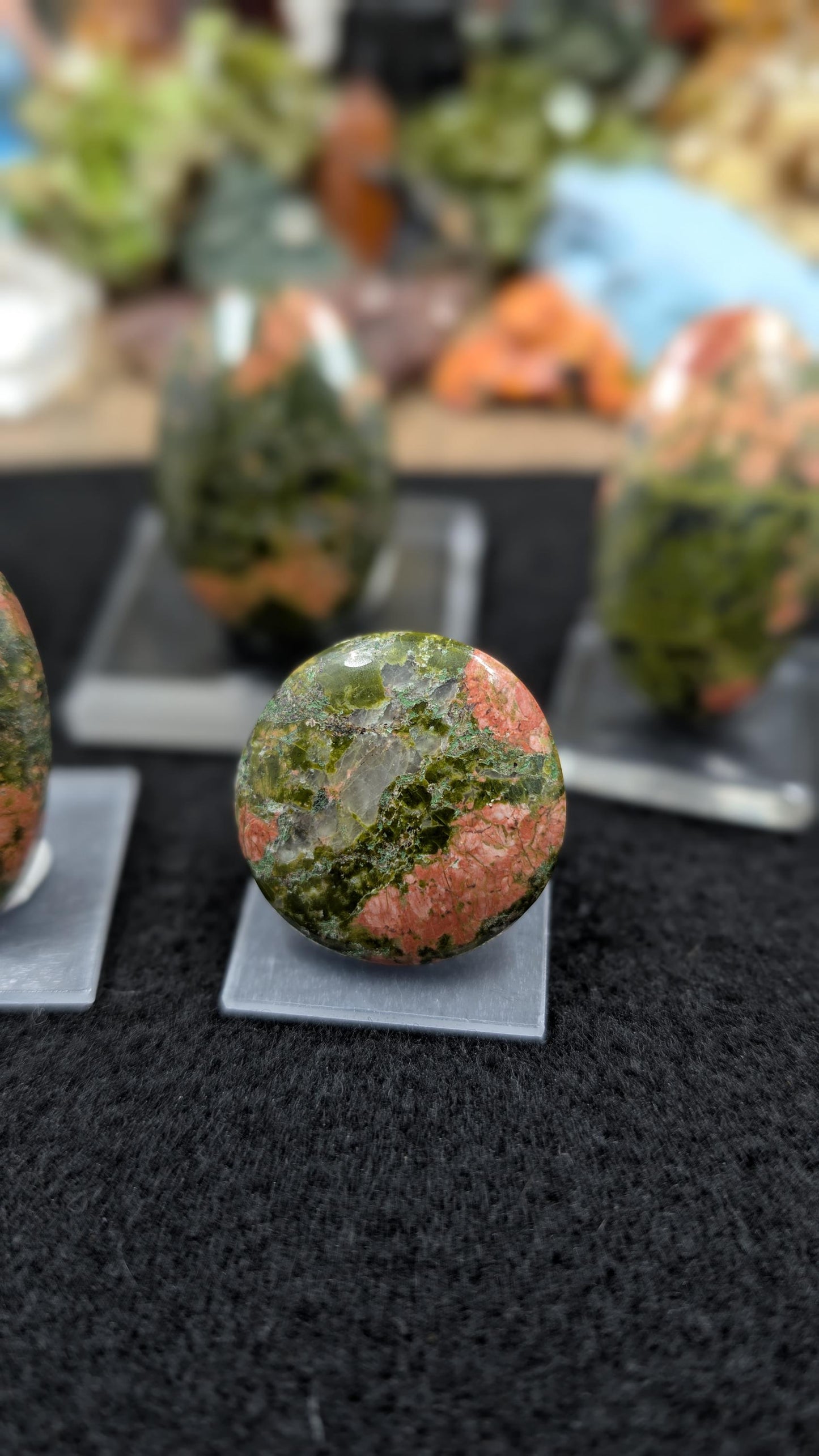 Unakite - India - 1 Cabochon - Earthy Green and Pink Tones