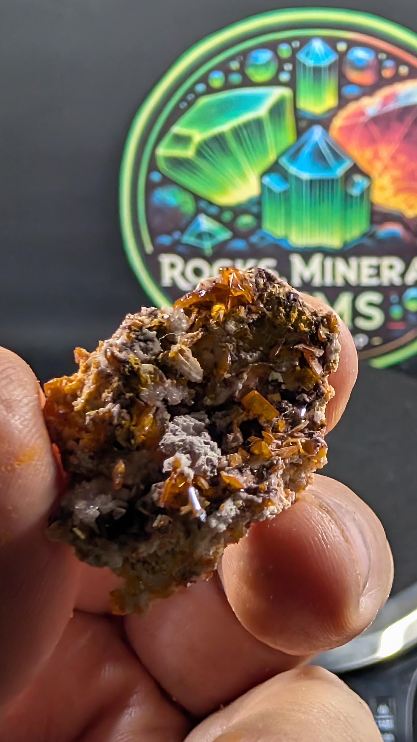 Wulfenite on Barite – Arizona - Rowell Mine, Maricopa County – Natural Specimen by Sacred Alchemy Studios